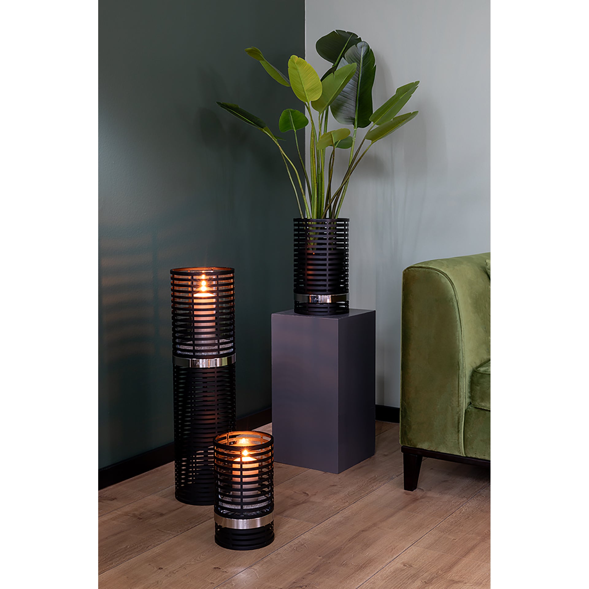 MATERA Windlicht mit Glas silberfarben