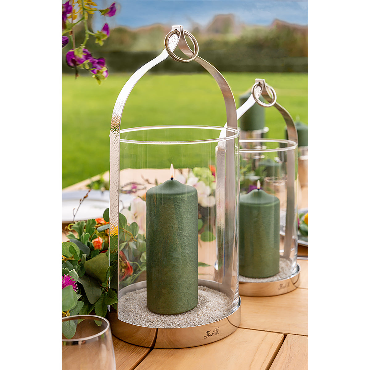 LONIDA Windlicht mit Glas silberfarben