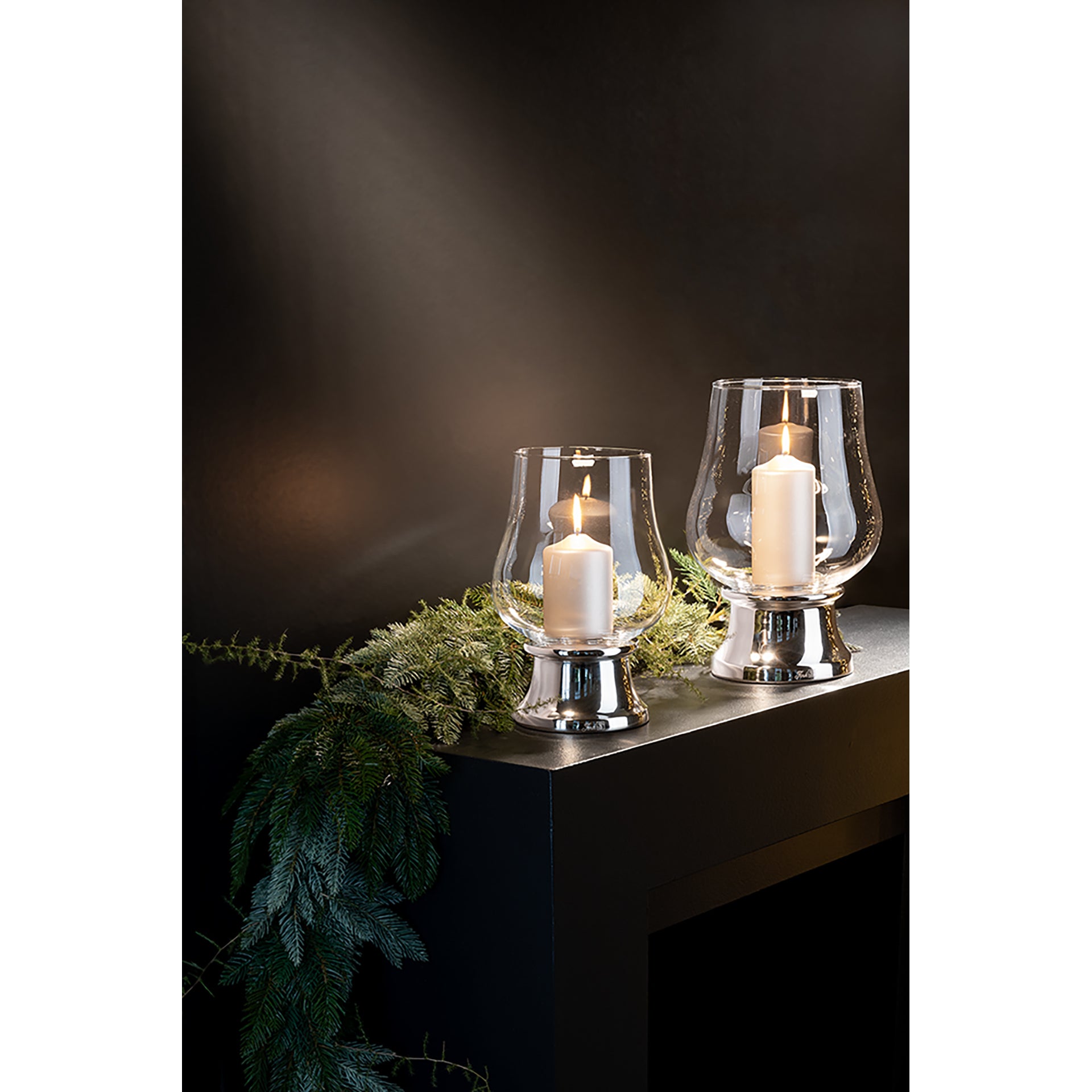 PALINA Windlicht mit Glas silberfarben