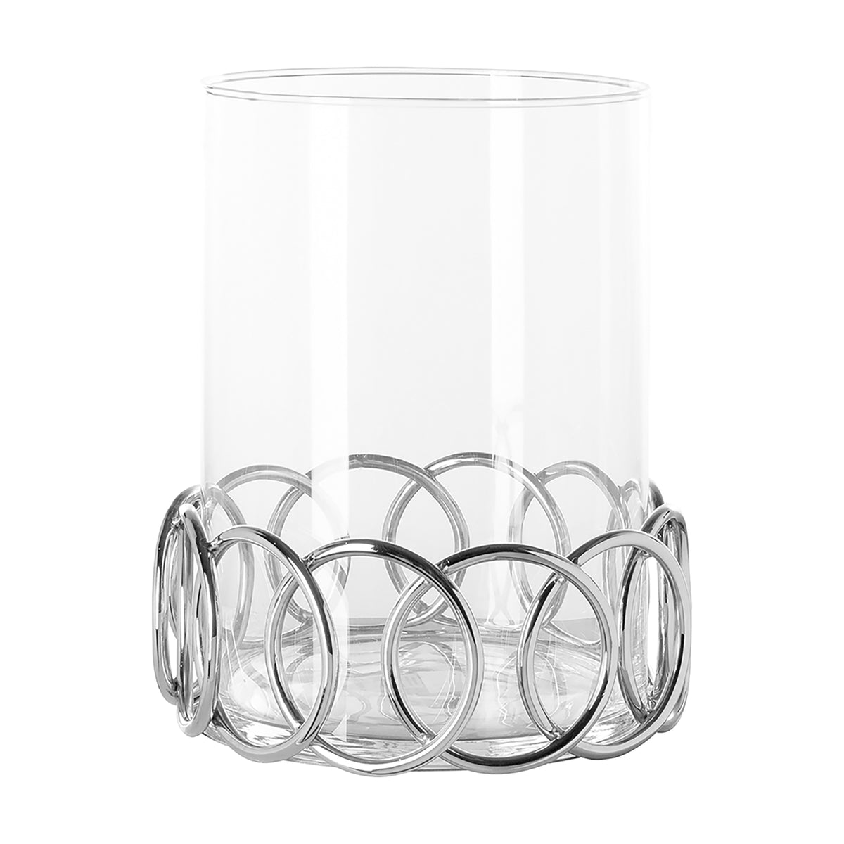 JUWEL Windlicht mit Glas silberfarben