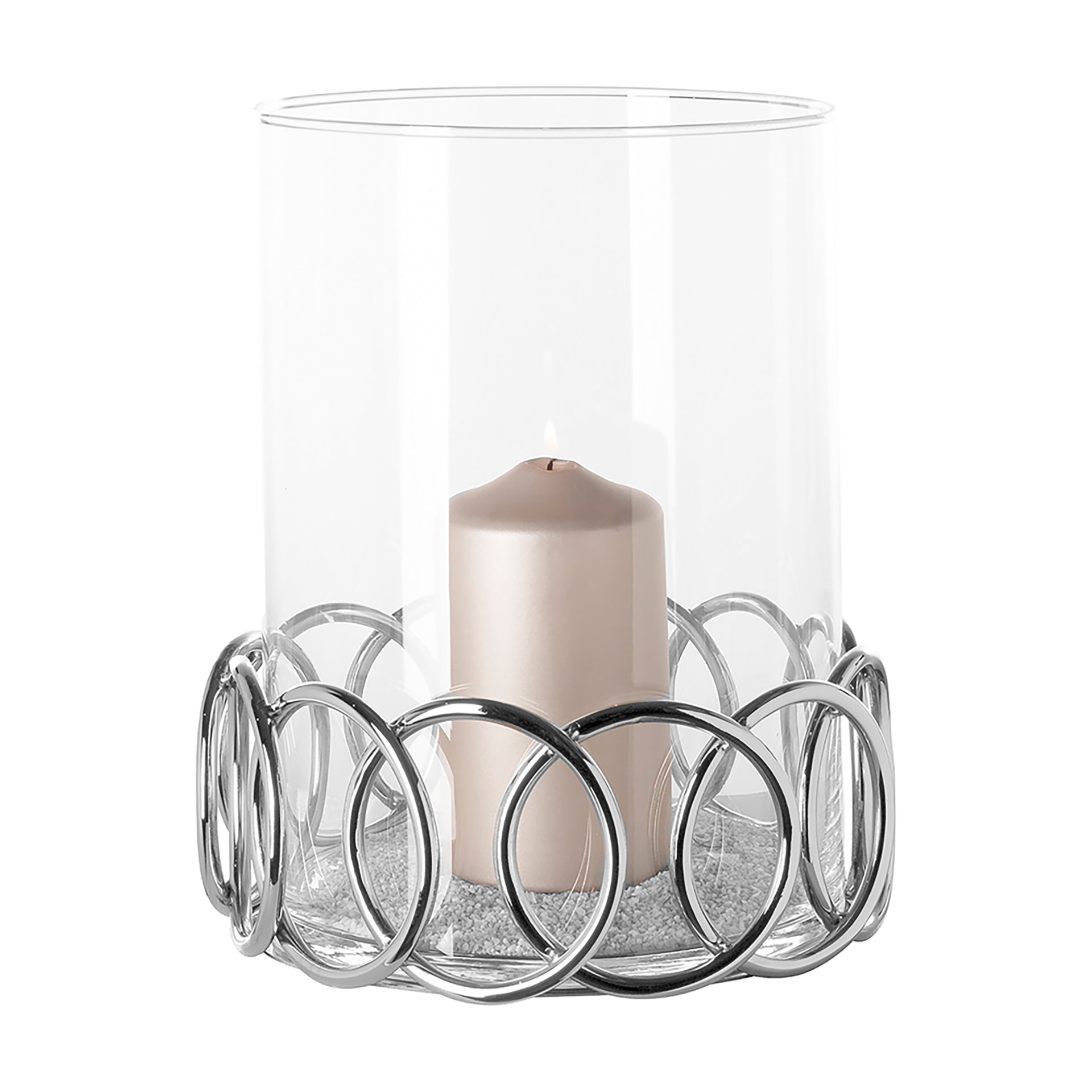 JUWEL Windlicht mit Glas silberfarben