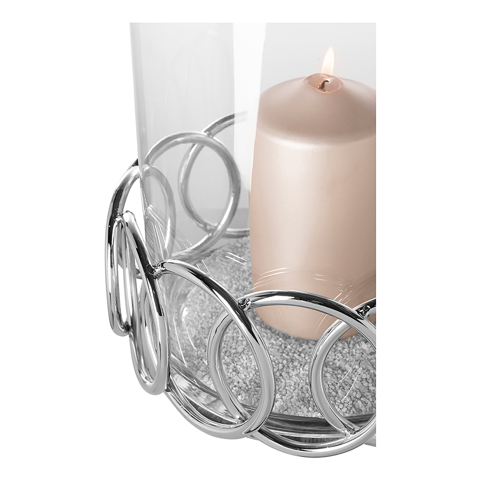 JUWEL Windlicht mit Glas silberfarben