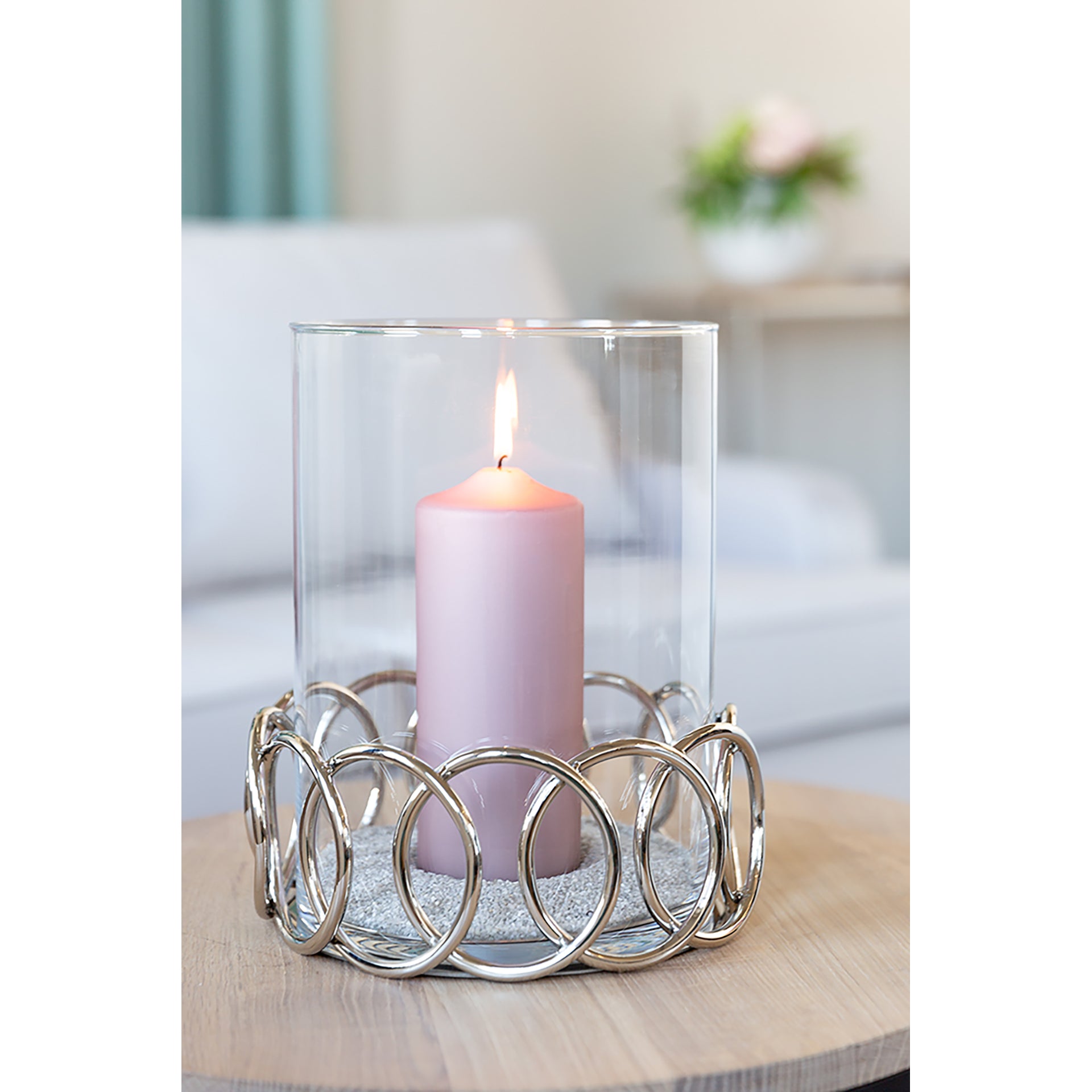 JUWEL Windlicht mit Glas silberfarben