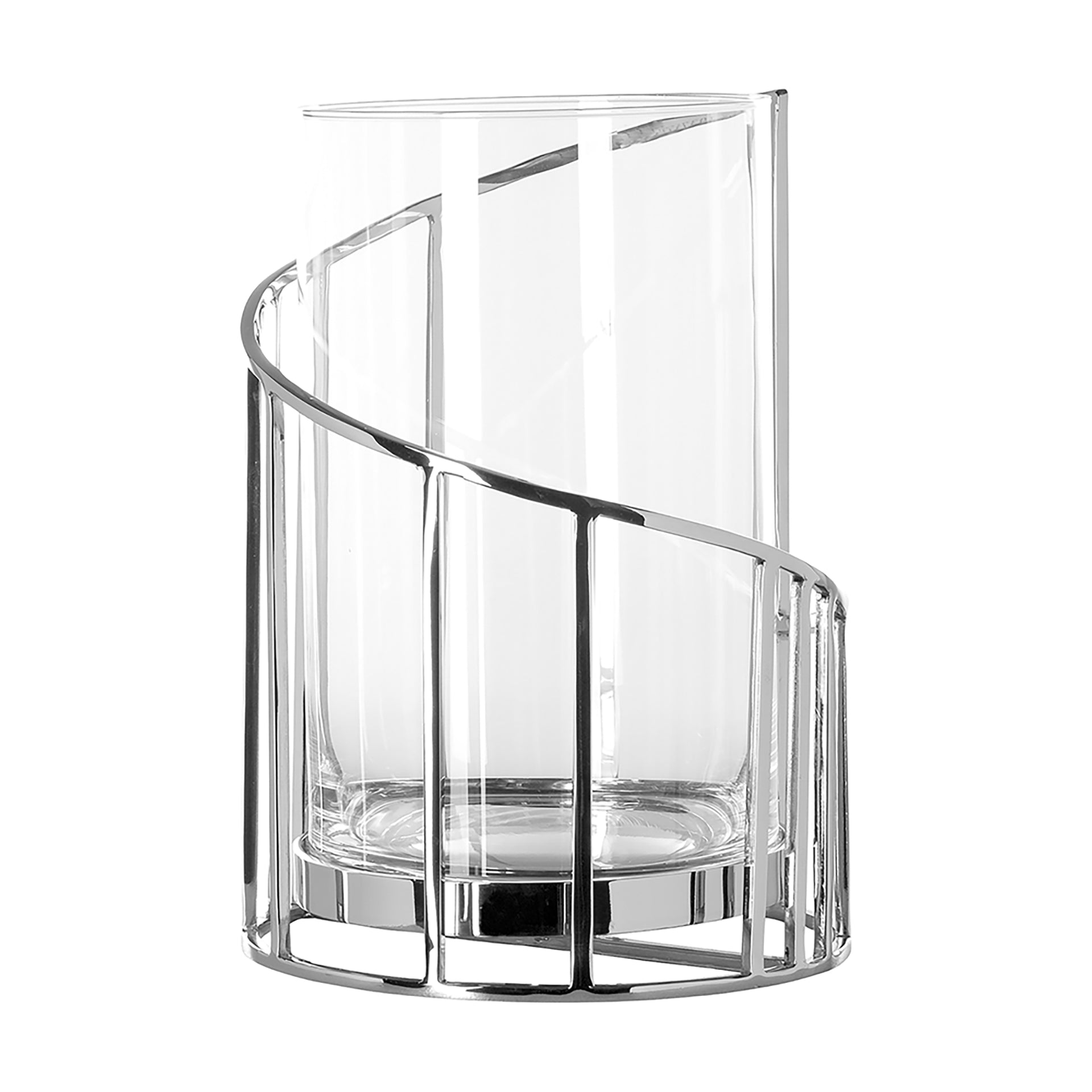 CELINE Windlicht mit Glas silberfarben