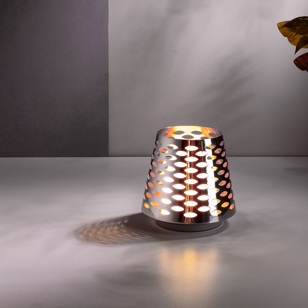 LUMA Windlicht mit LED-Leuchtzylinder silberfarben