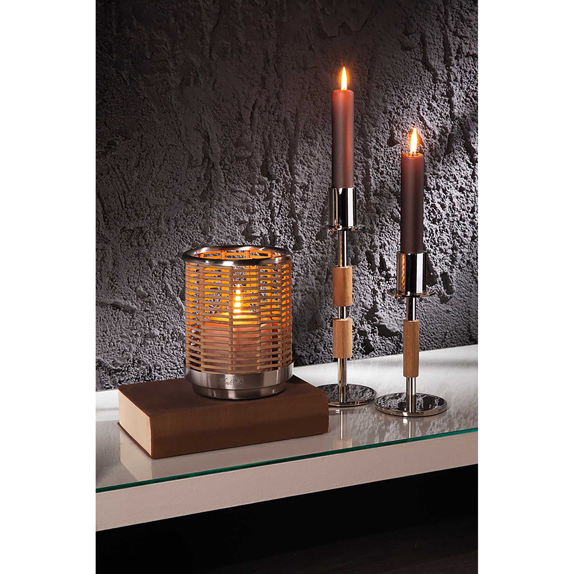 FLAVIO Windlicht ohne Glas natur