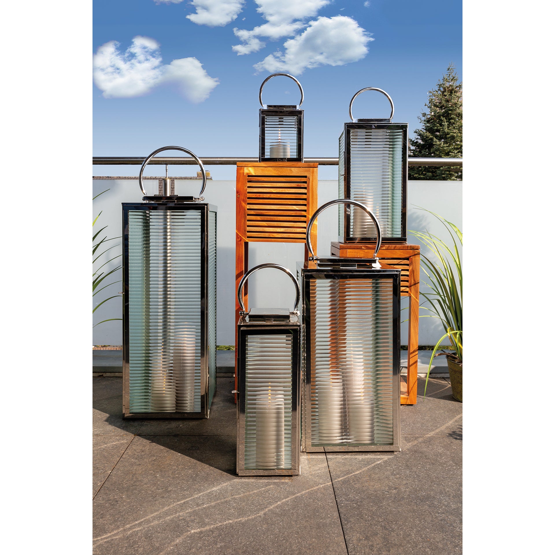 MALAGA Laternen silberfarben