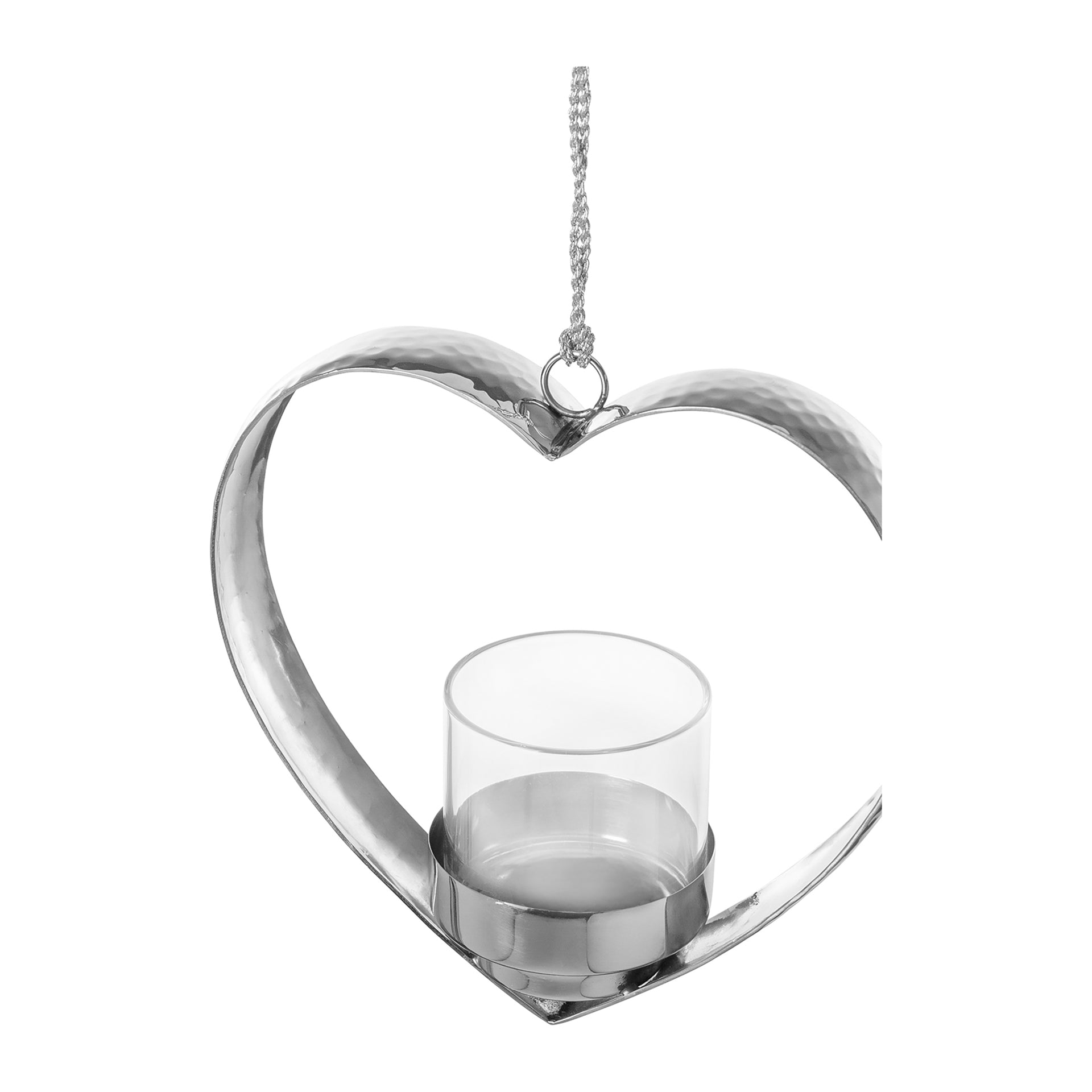 DOREA Teelichthalter Herz, zum Hängen silberfarben