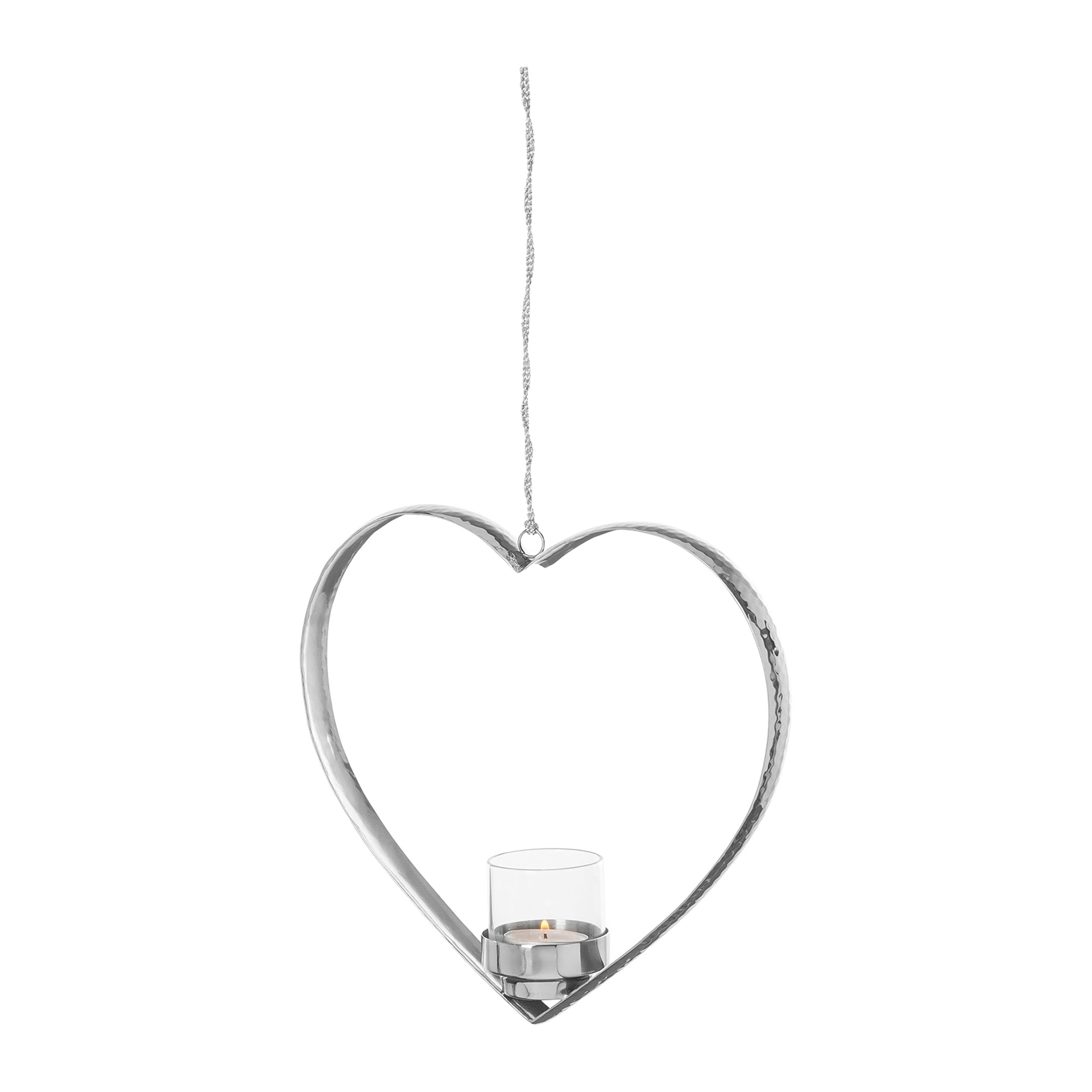DOREA Teelichthalter Herz, zum Hängen silberfarben