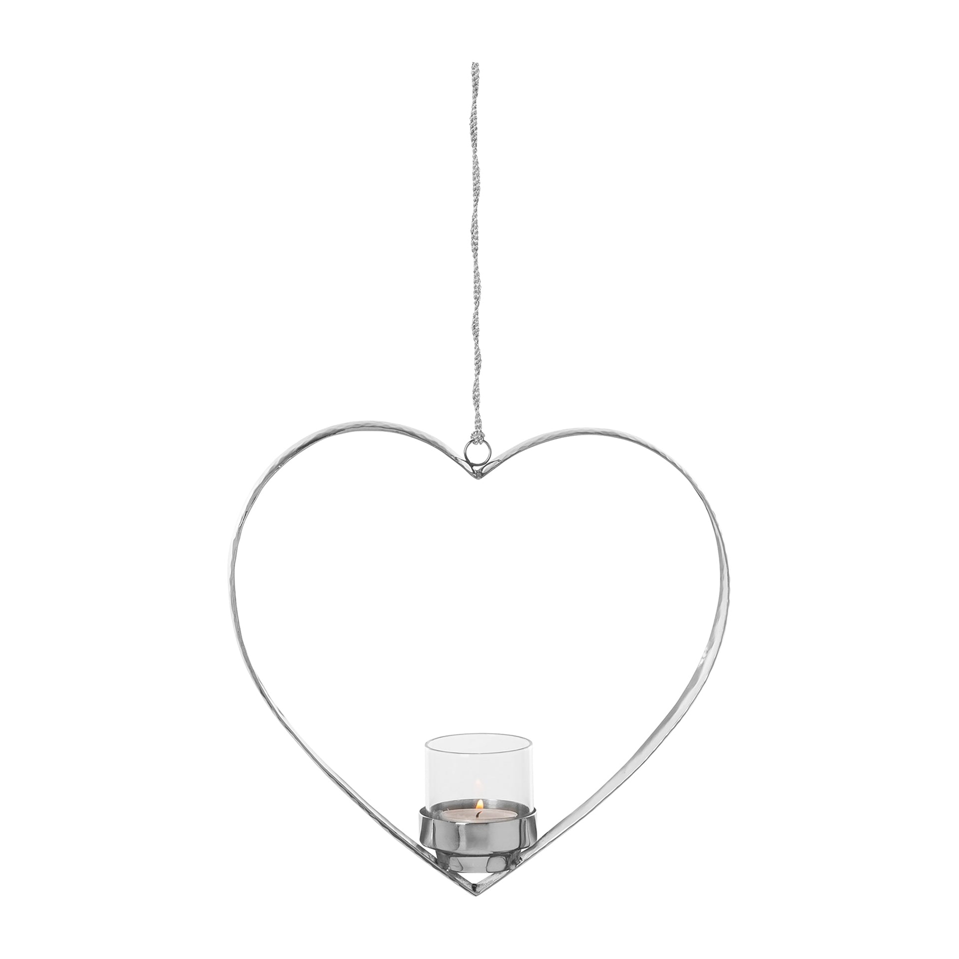 DOREA Teelichthalter Herz, zum Hängen silberfarben