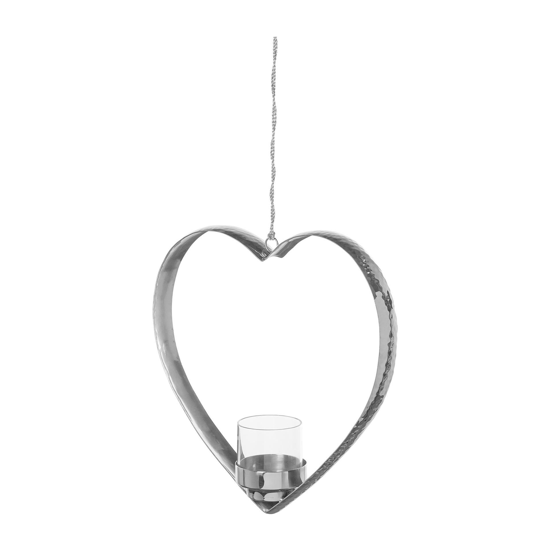 DOREA Teelichthalter Herz, zum Hängen silberfarben