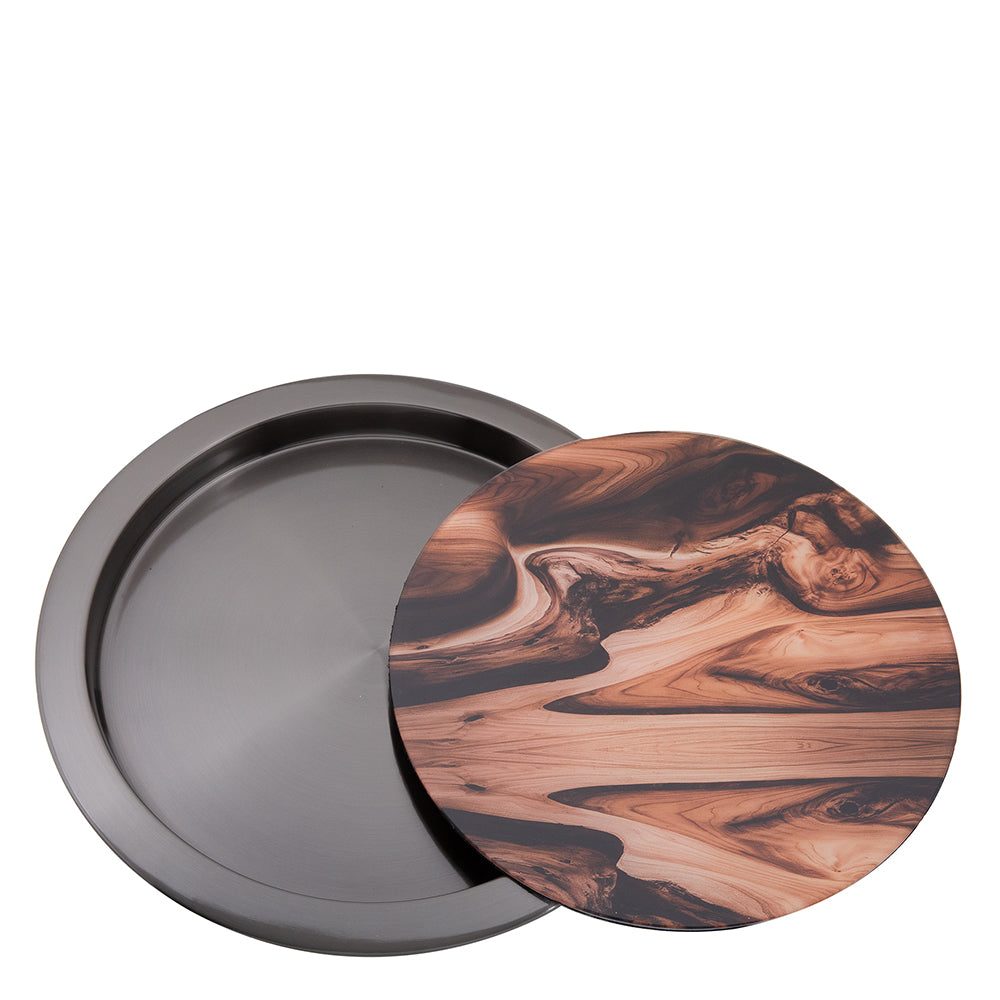 TOLERANCE Tablett mit bedruckter Glaseinlage schwarz