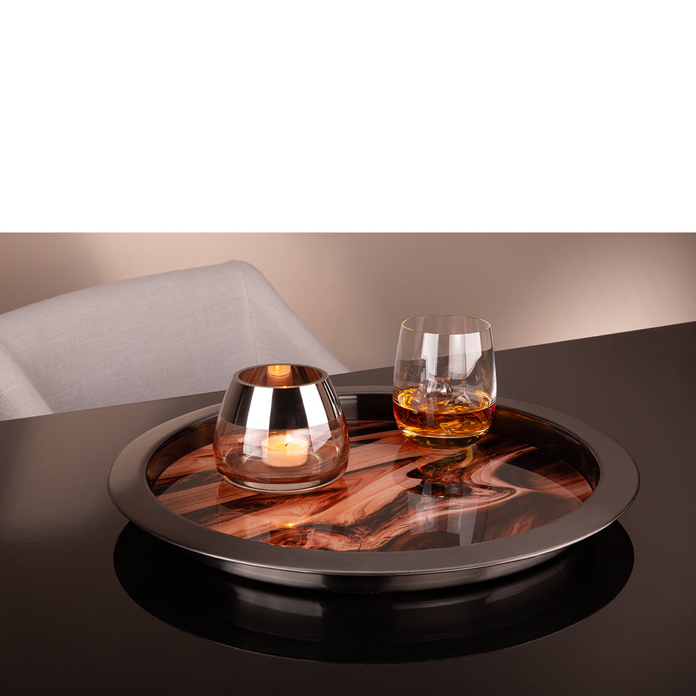 TOLERANCE Tablett mit bedruckter Glaseinlage schwarz