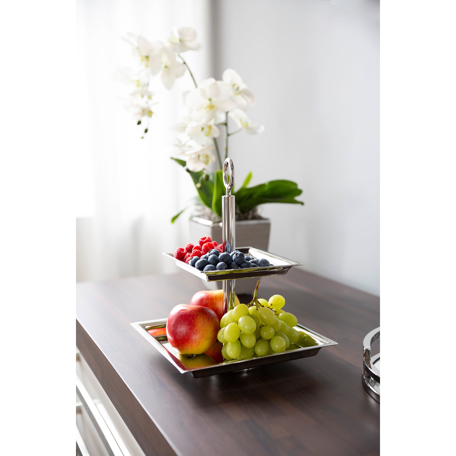 NAGANO 2er Etagere silber