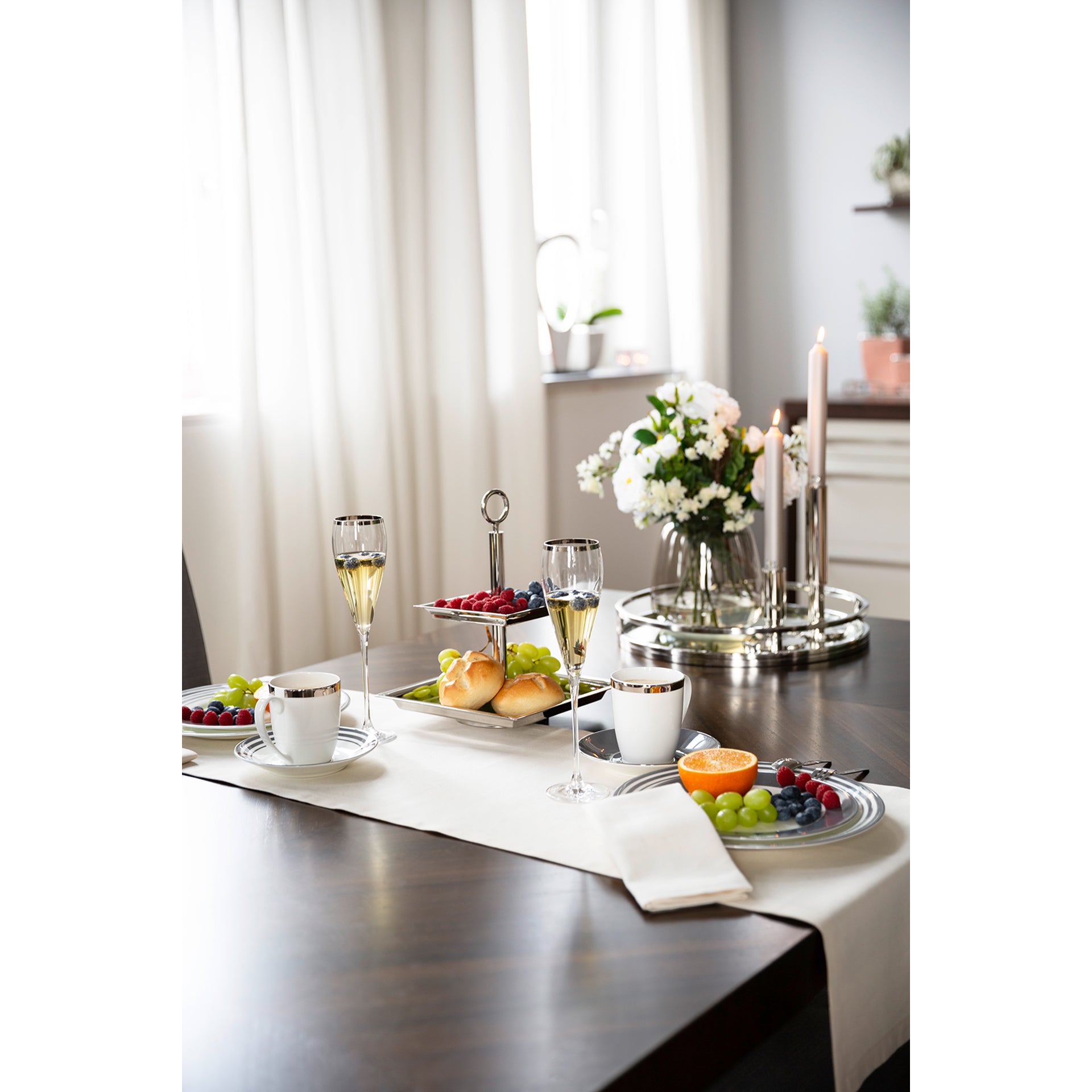 NAGANO 2er Etagere silber