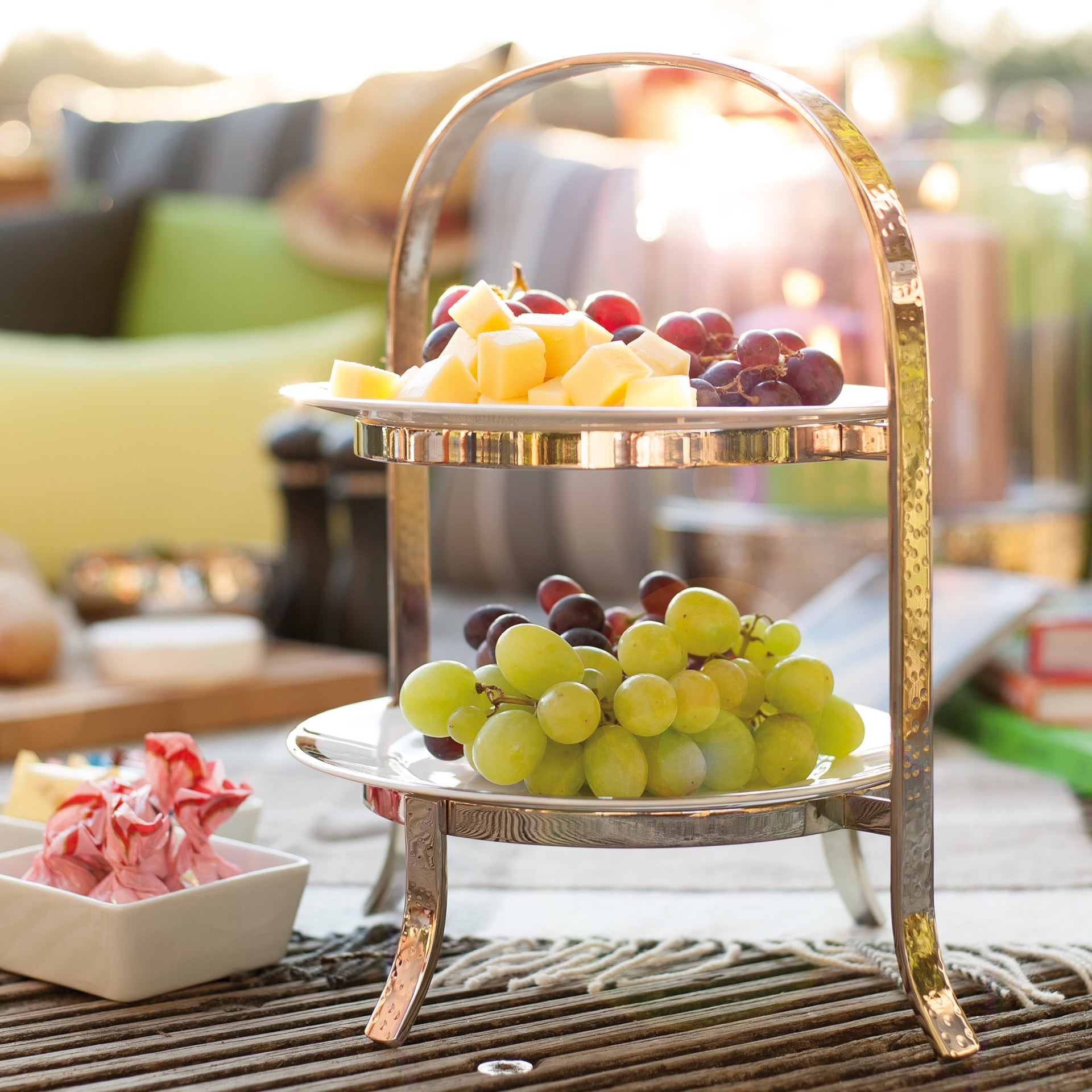 PLATE 2er Etagere für Teller silberfarben