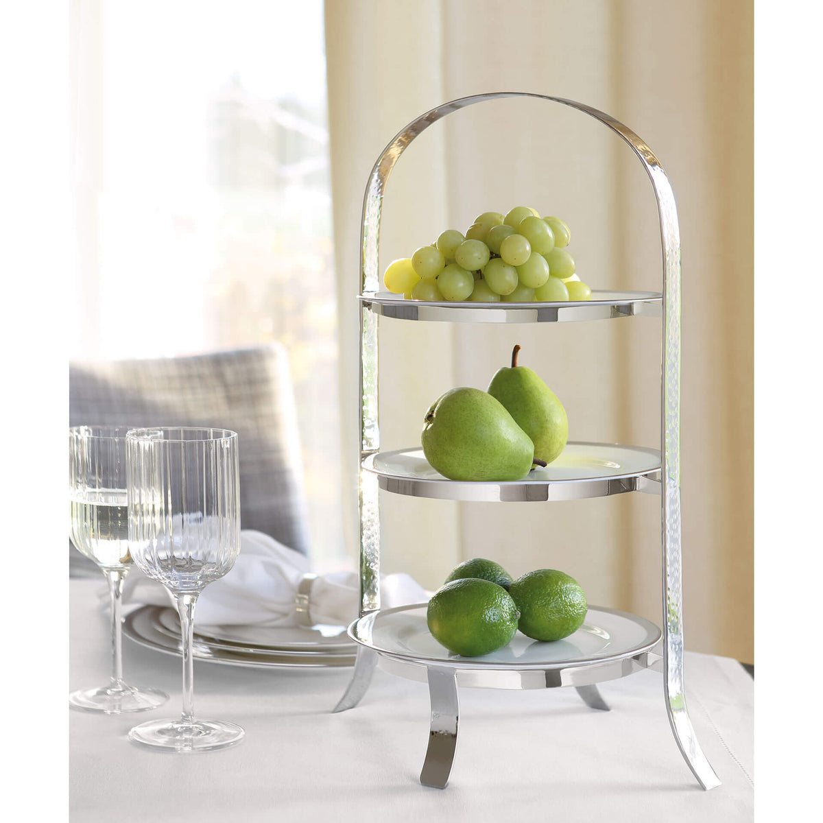 PLATE 3er Etagere für Teller silberfarben