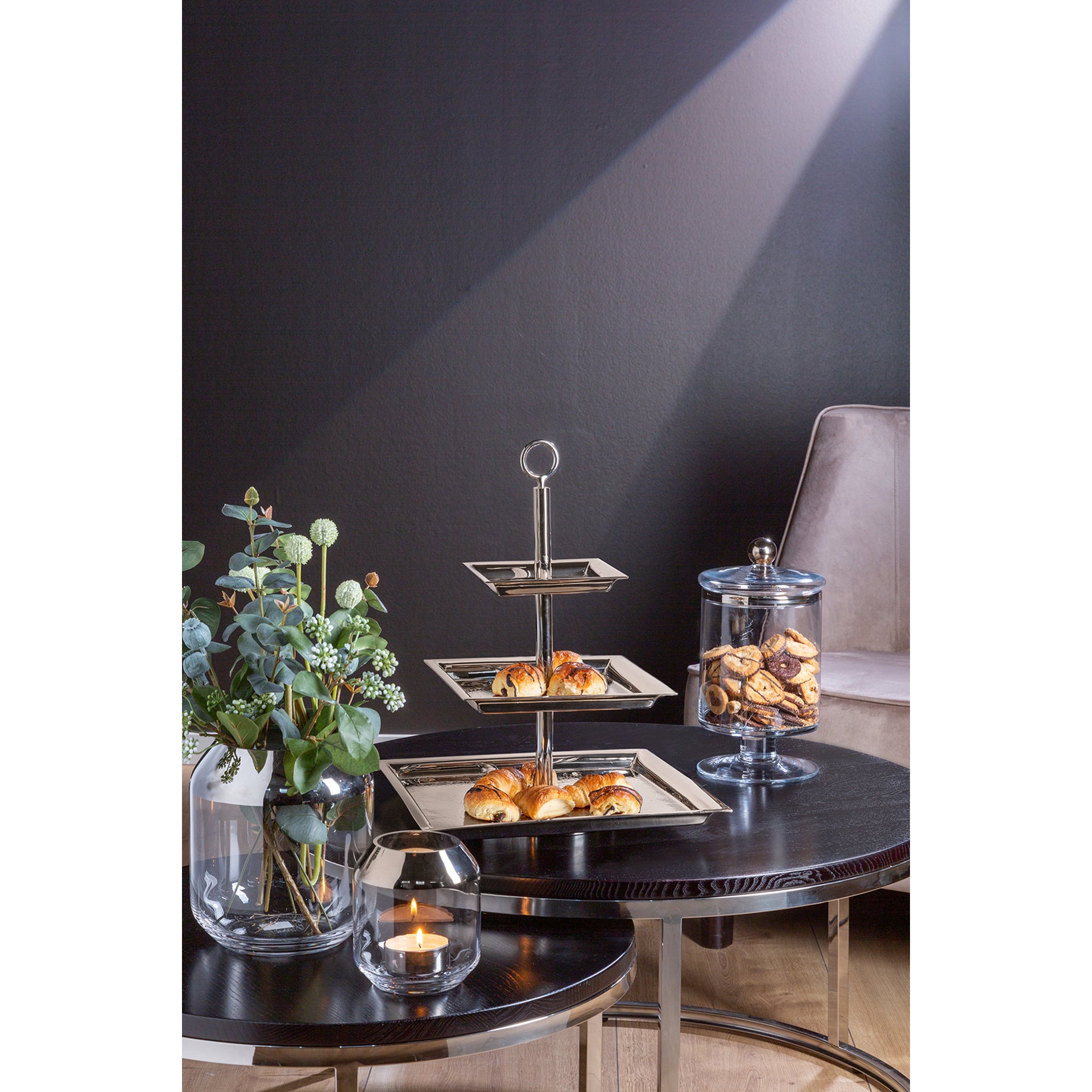 NAGANO 3er Etagere silberfarben