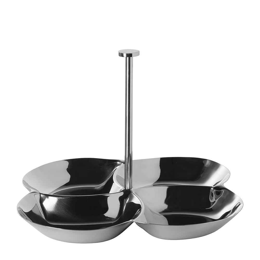 CODY Servierschale, 4er Aufteilung mit Griff silberfarben