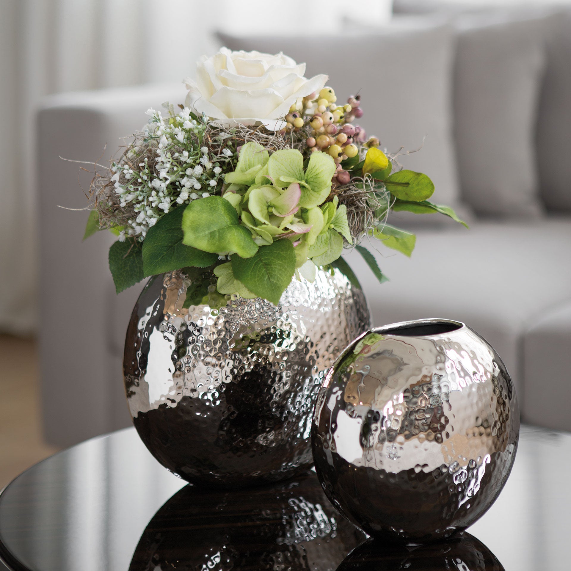 LUNA Vase silberfarben