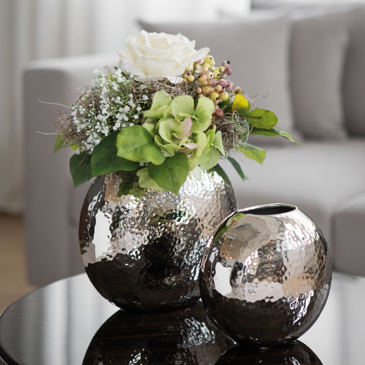 LUNA Vase silberfarben