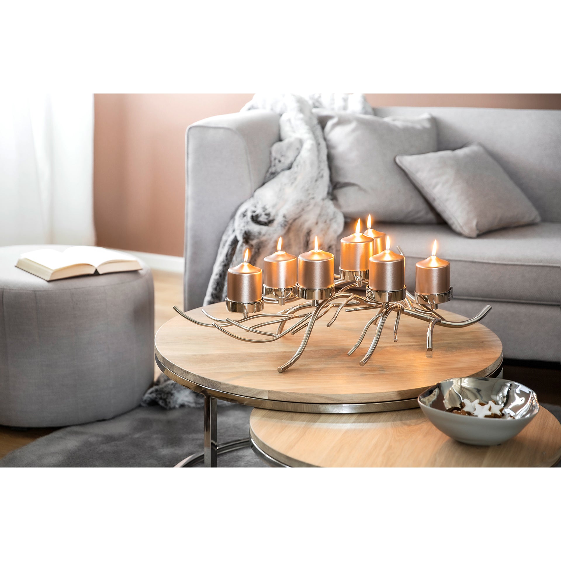 RAMUS Leuchter, 7-flammig silberfarben