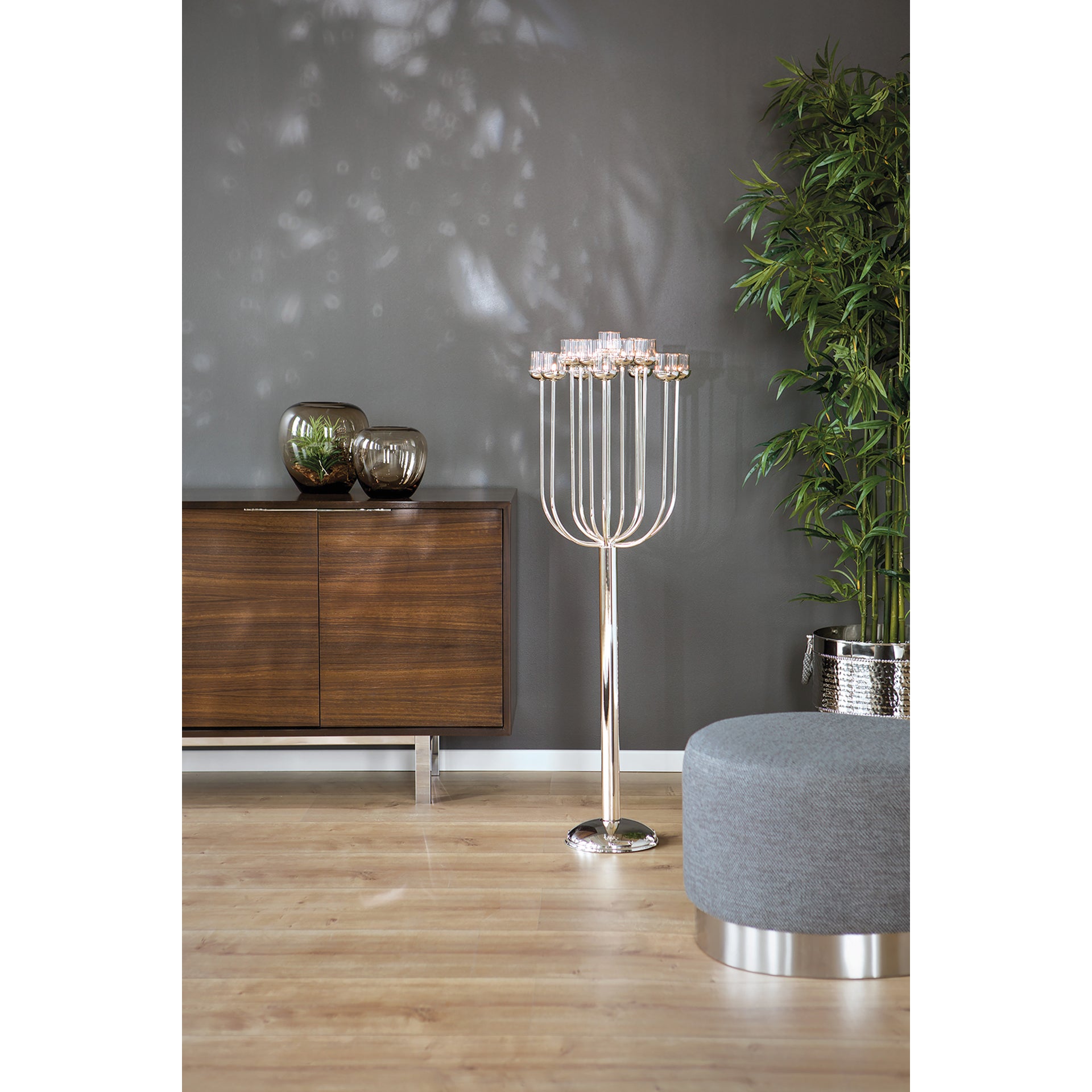 TOPLIGHT Bodenleuchter, 15-flammig silberfarben
