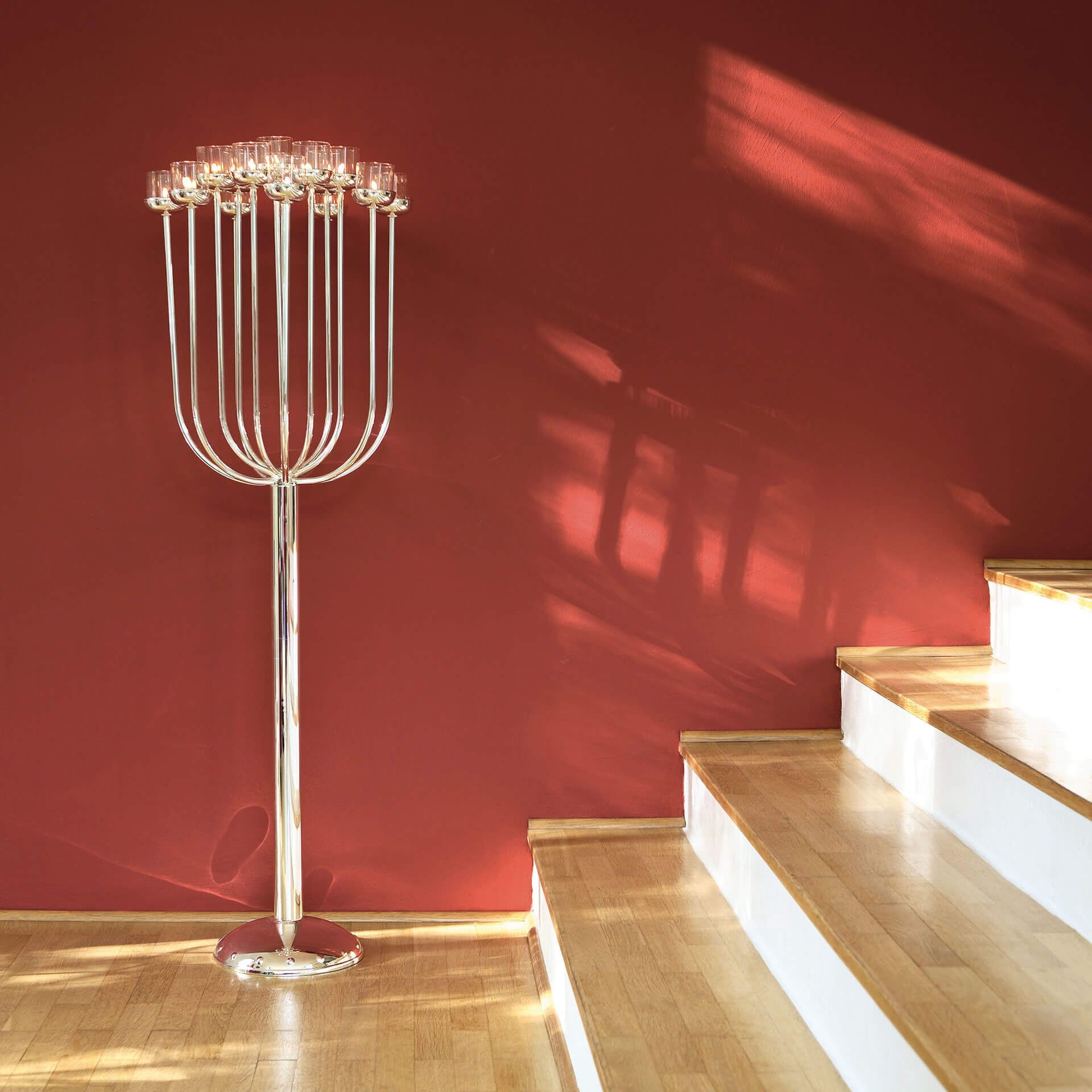 TOPLIGHT Bodenleuchter, 15-flammig silberfarben