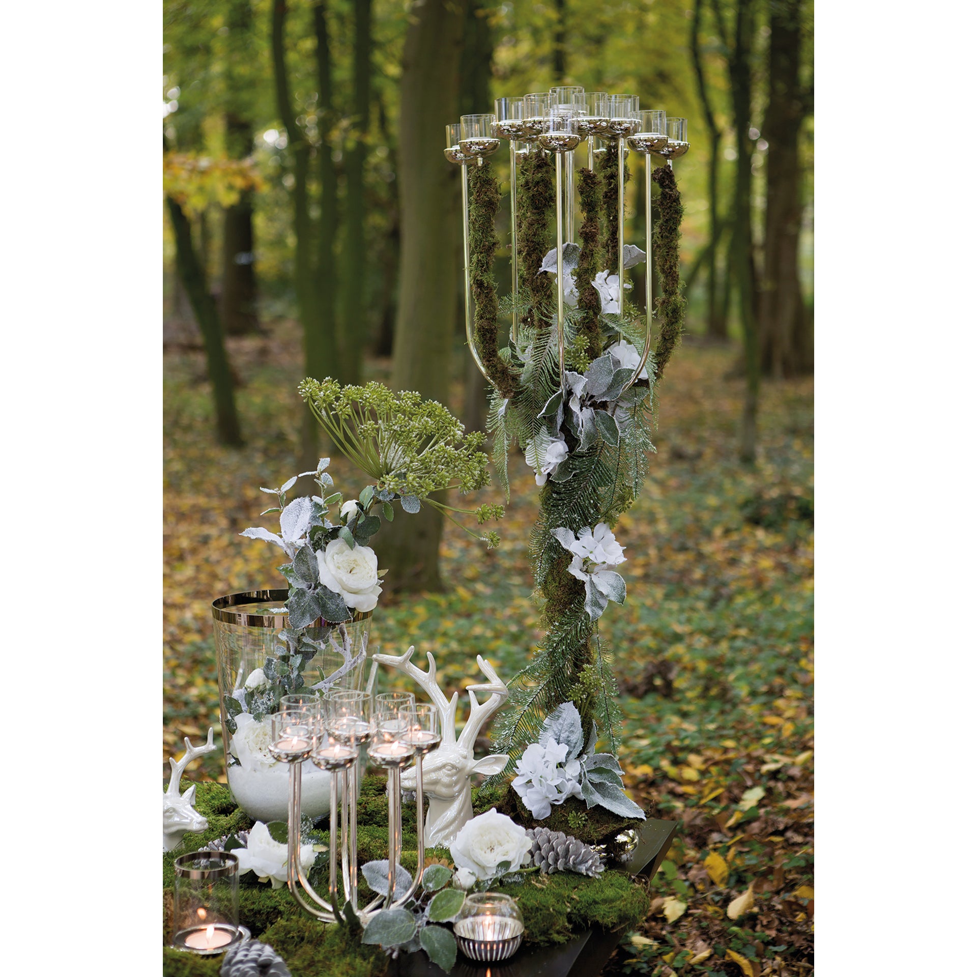 TOPLIGHT Bodenleuchter, 15-flammig silberfarben