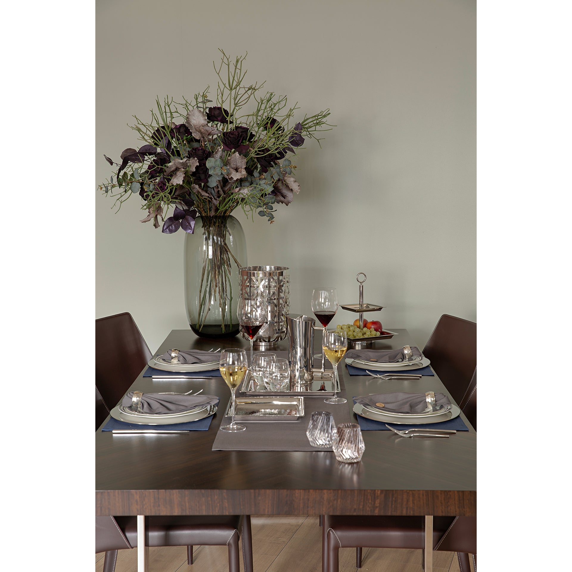 JORIS Windlicht mit Glas silberfarben