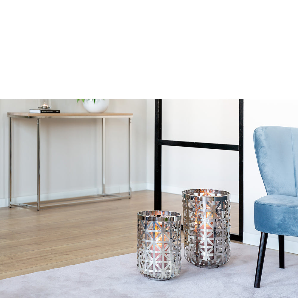 JORIS Windlicht mit Glas silberfarben