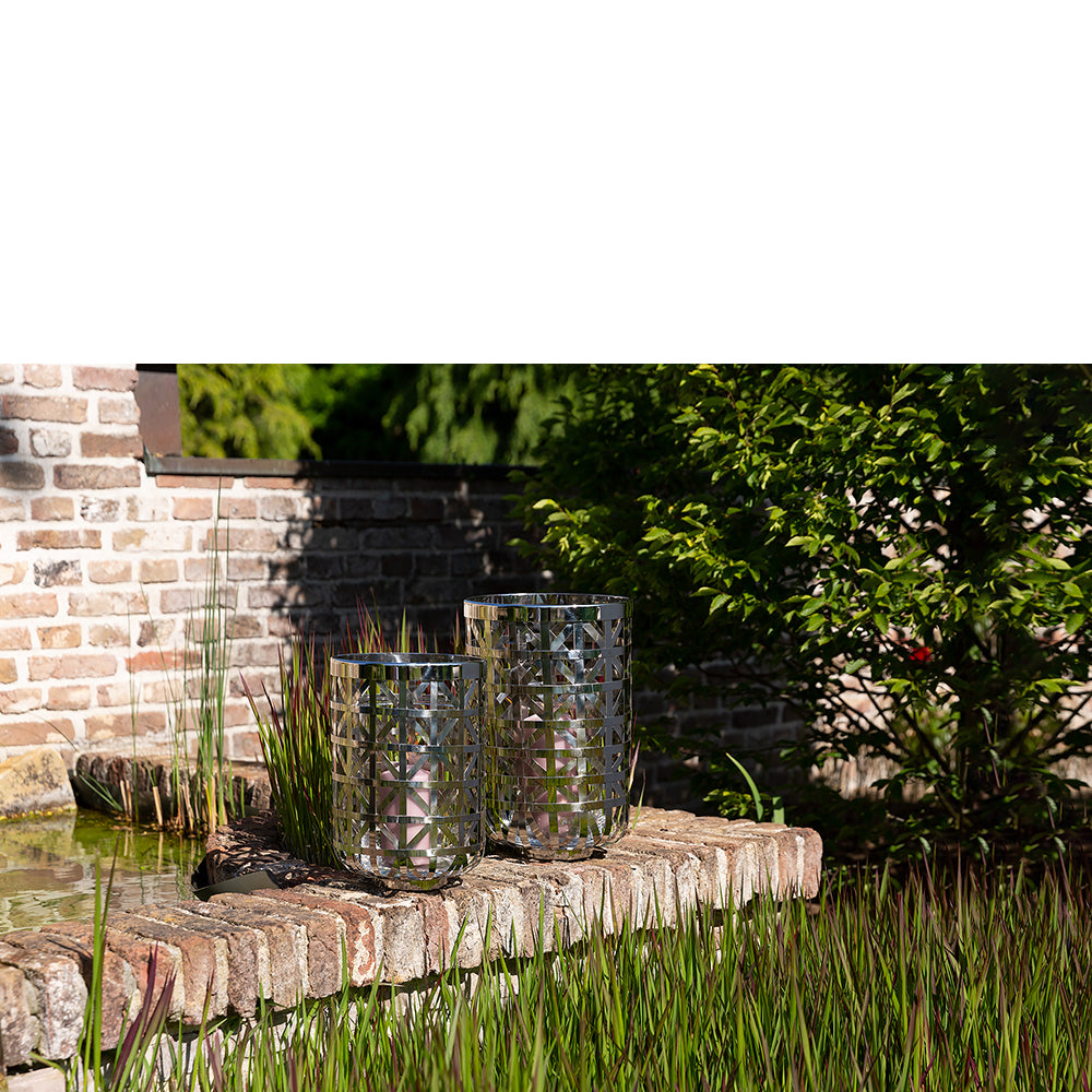 JORIS Windlicht mit Glas silberfarben