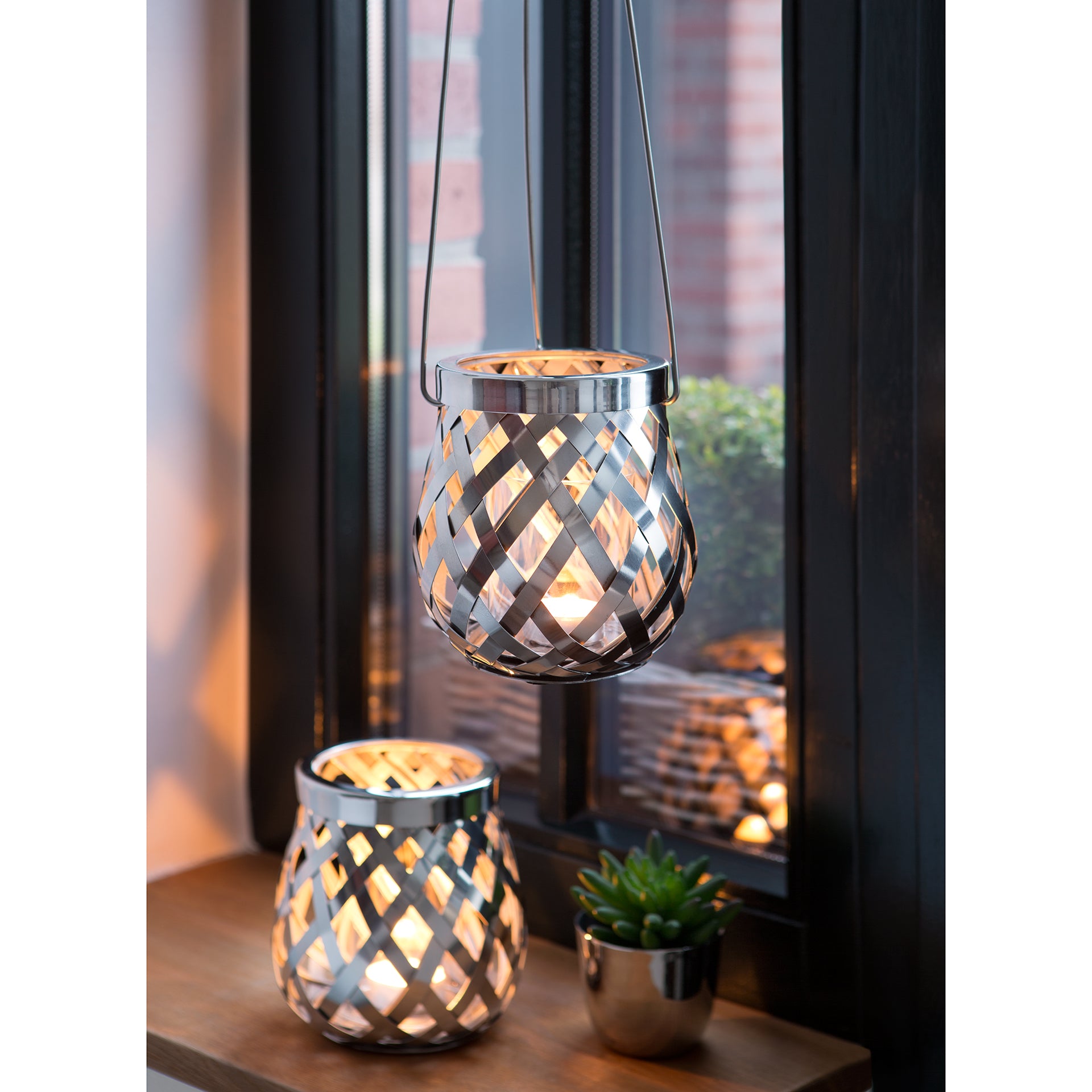 OTIS Windlicht zum Aufhängen silberfarben