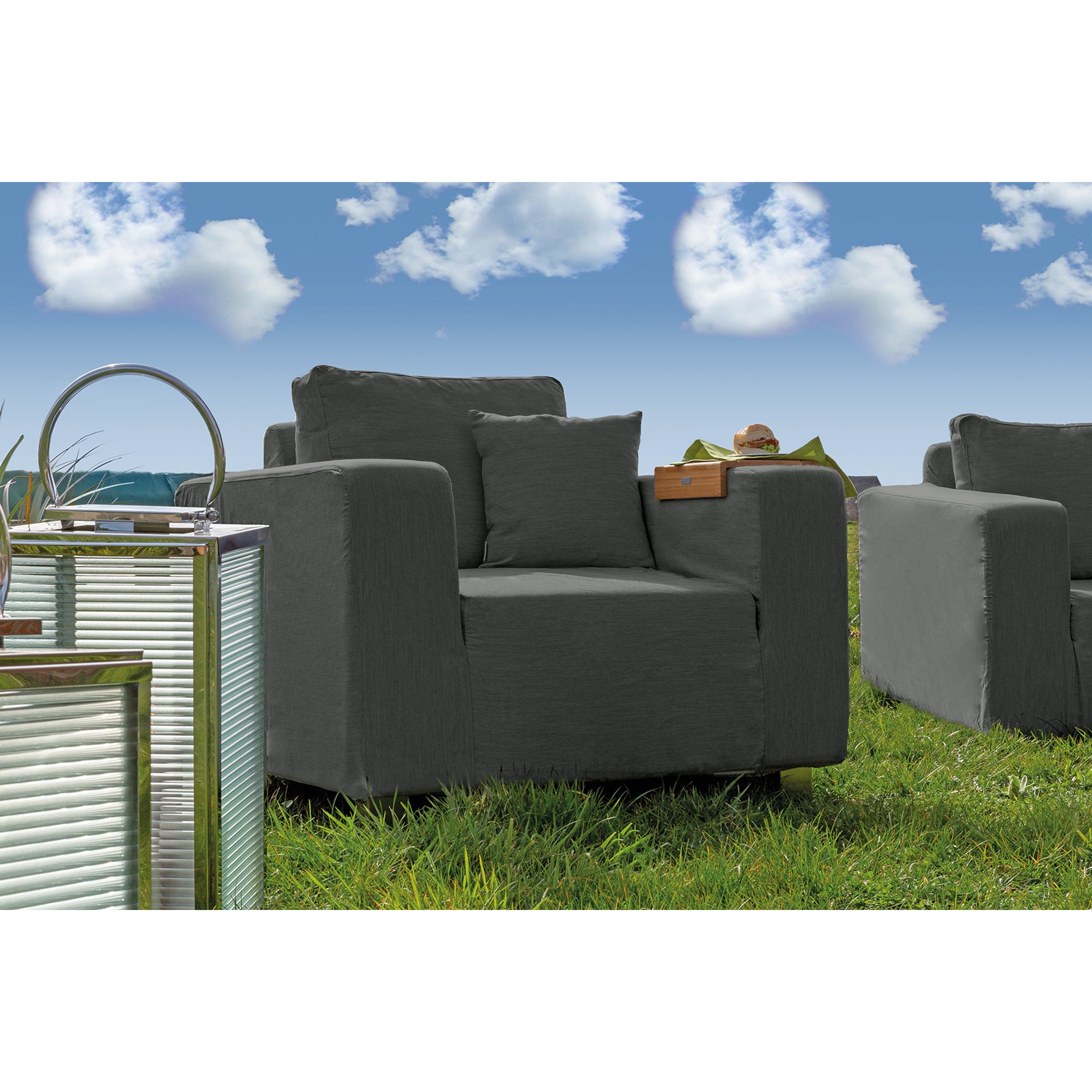 CARLO Komplettbezug für 1 - Sitzer grau melange