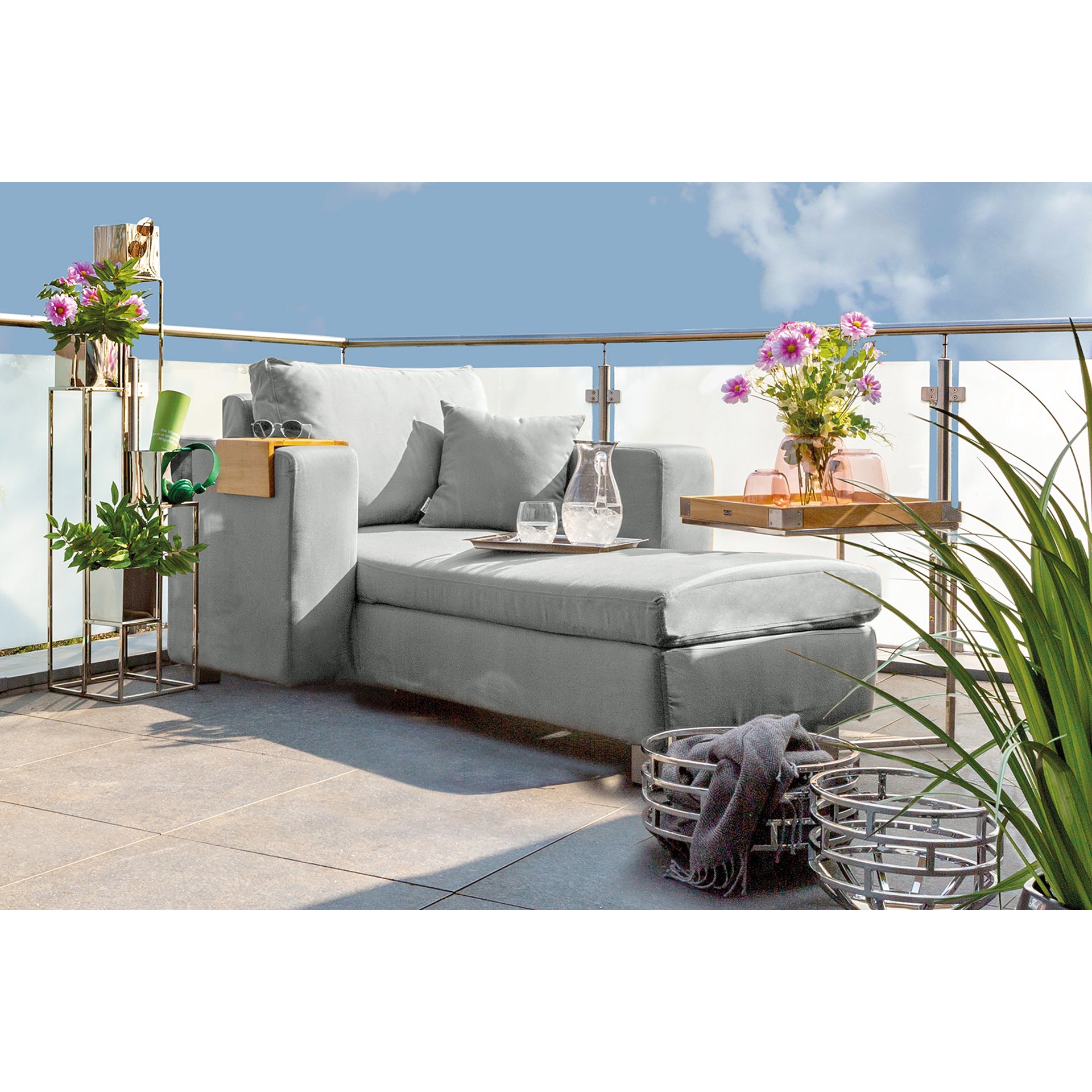 CARLO Komplettbezug für Chaise rechts hellgrau