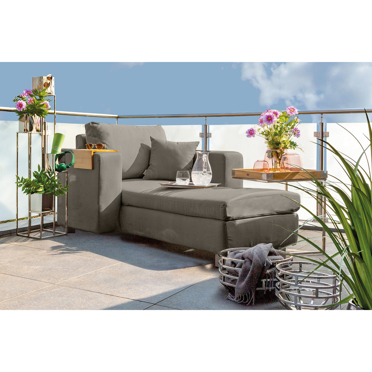 CARLO Komplettbezug für Chaise rechts sand