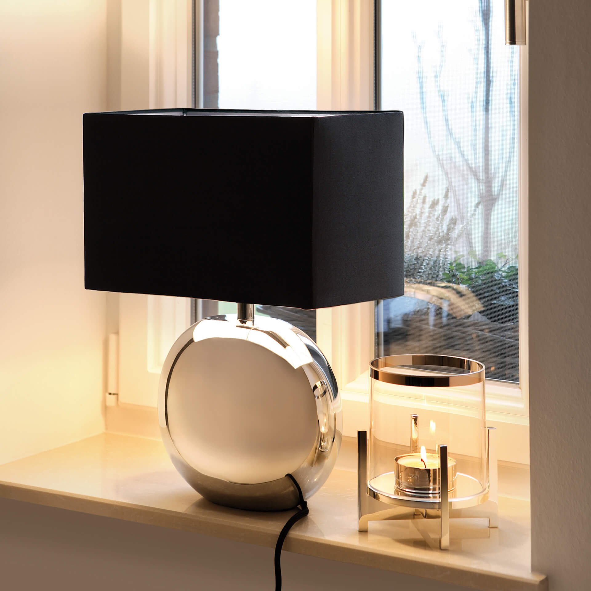 LUNA Tischleuchte Fuß silberfarben