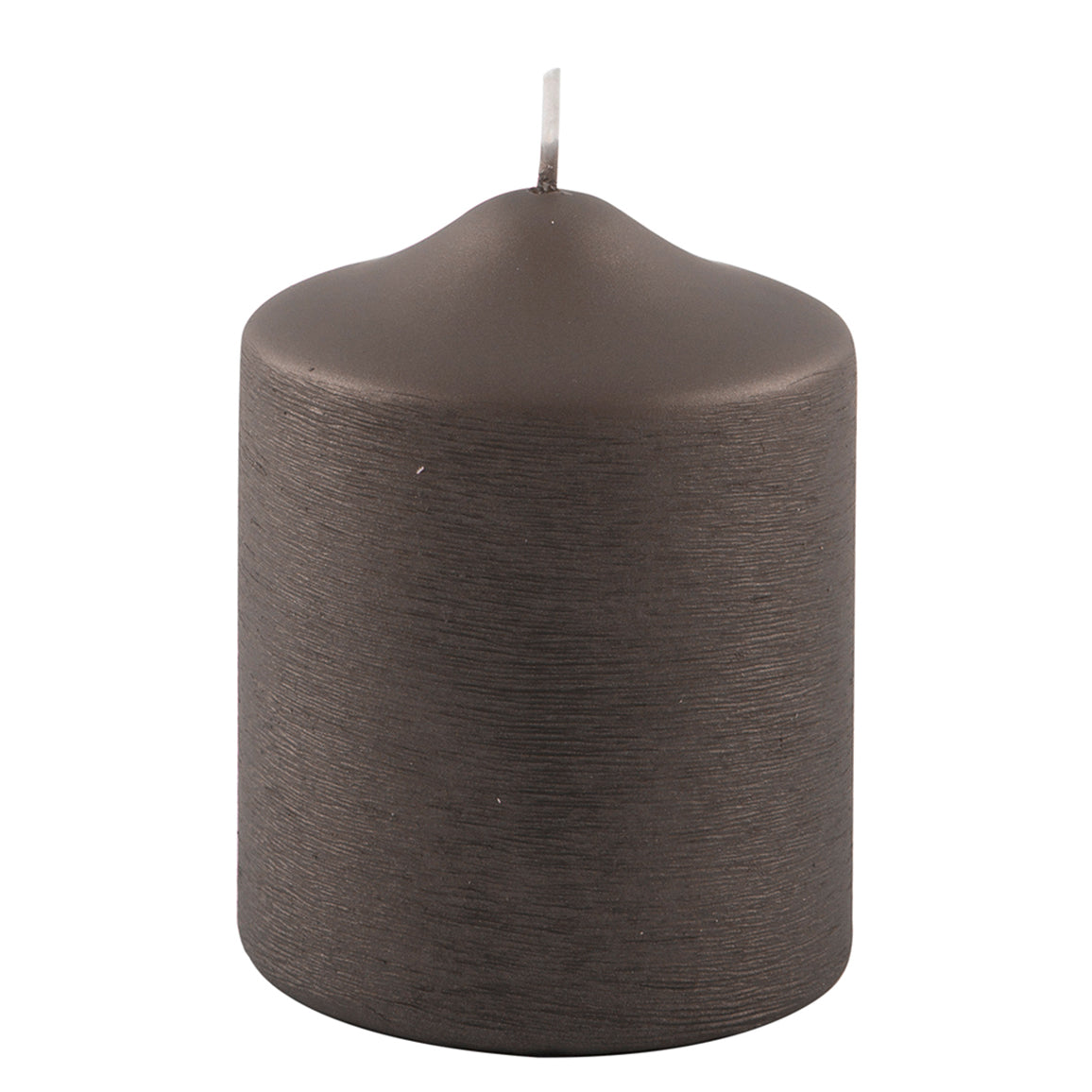 CANDLE gebürstet metallic Stumpenkerze mocca