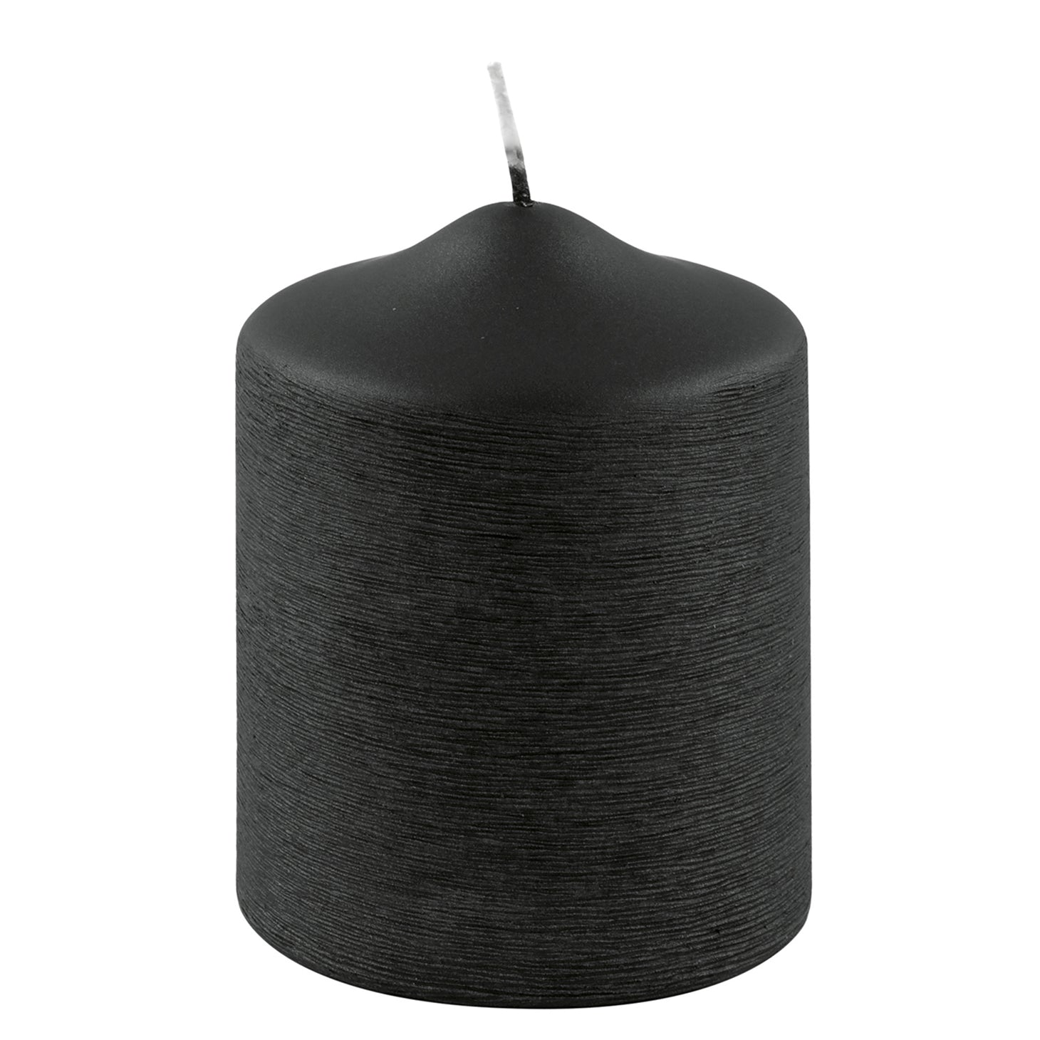 CANDLE gebürstet metallic Stumpenkerze schwarz