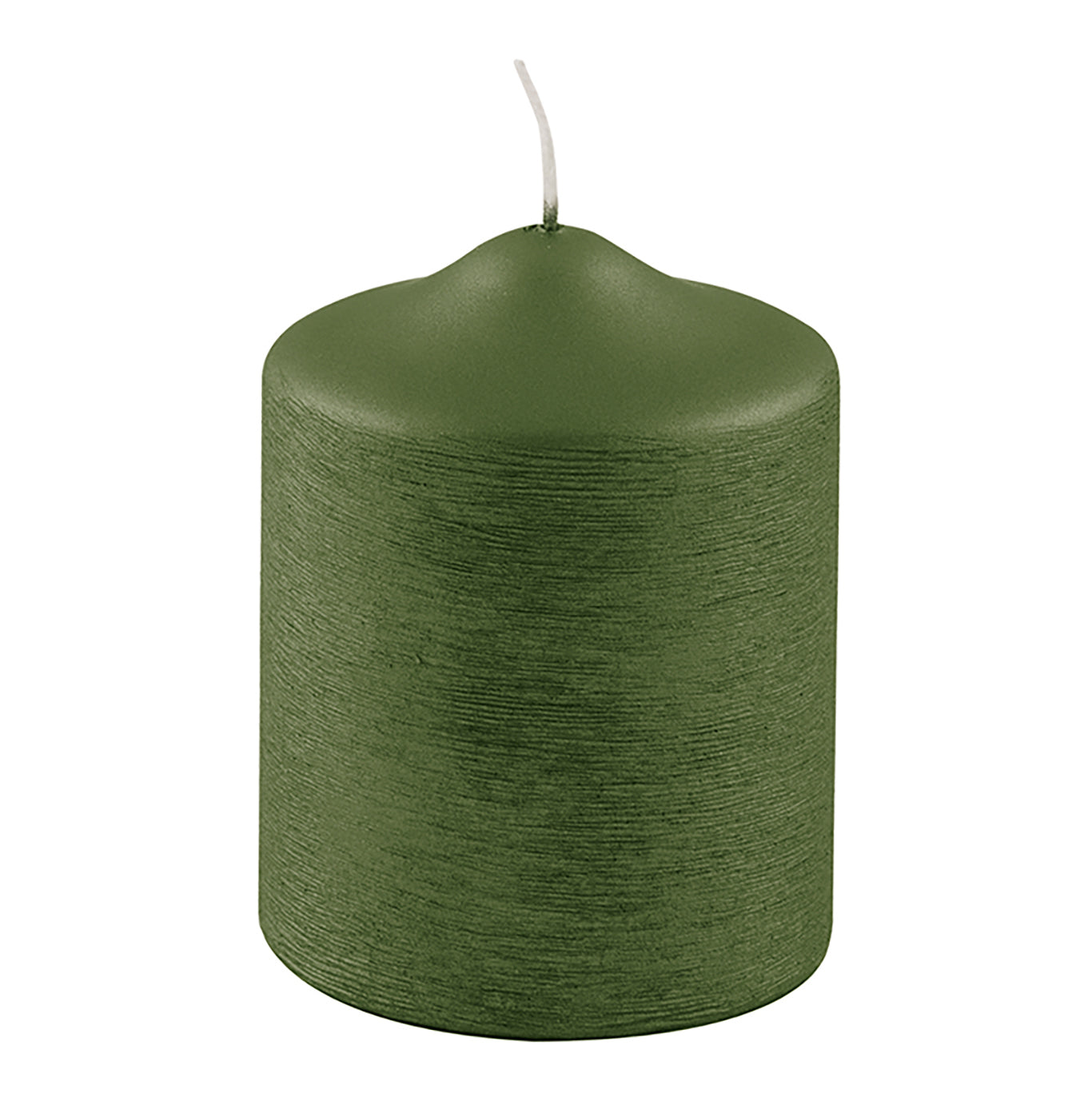CANDLE gebürstet metallic Stumpenkerze dunkelgrün