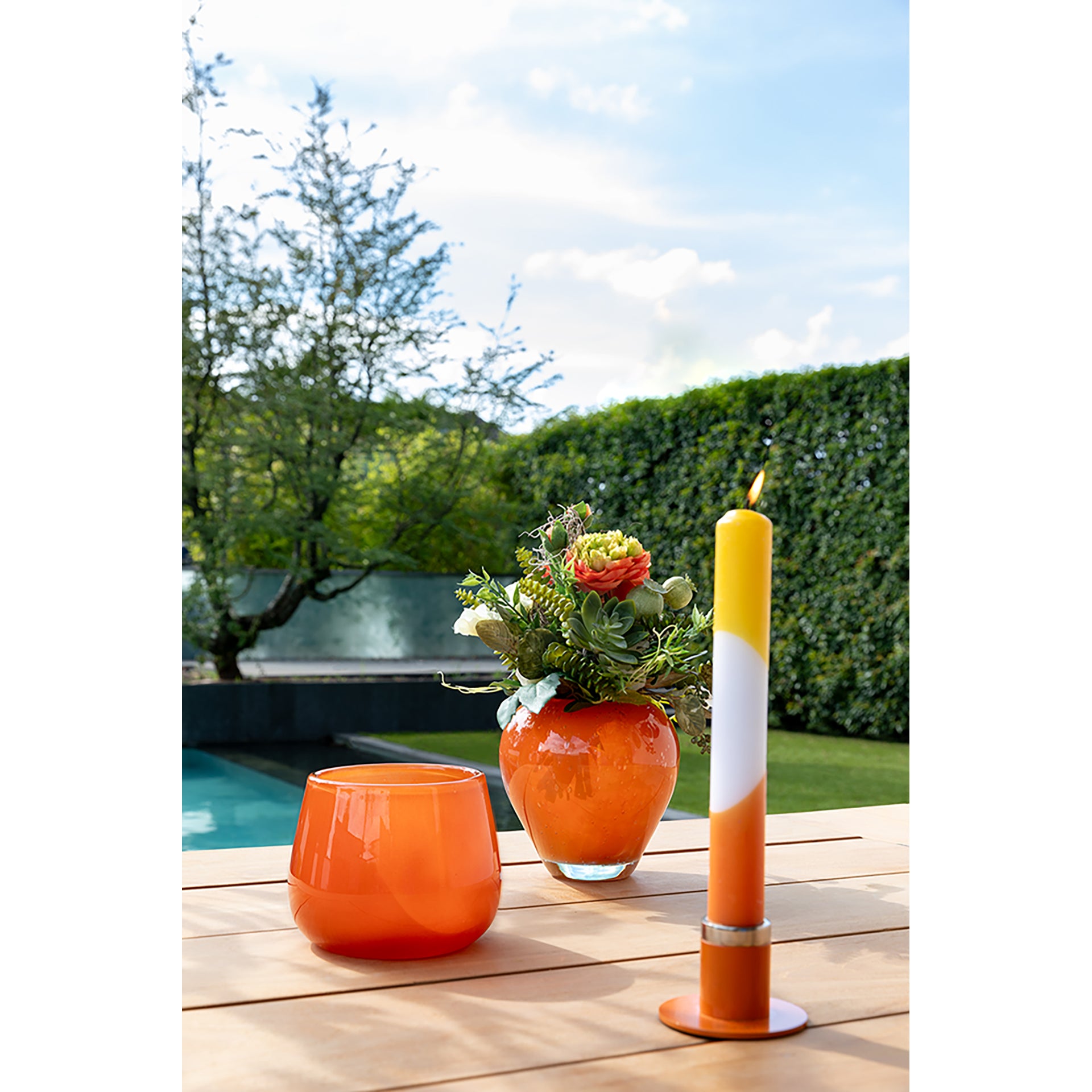 CANDLE 2 farbig getauchte Stabkerze orange