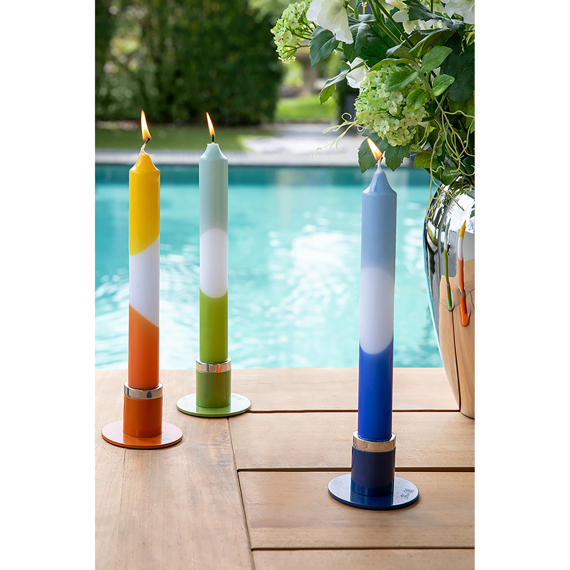 CANDLE 2 farbig getauchte Stabkerze bleu