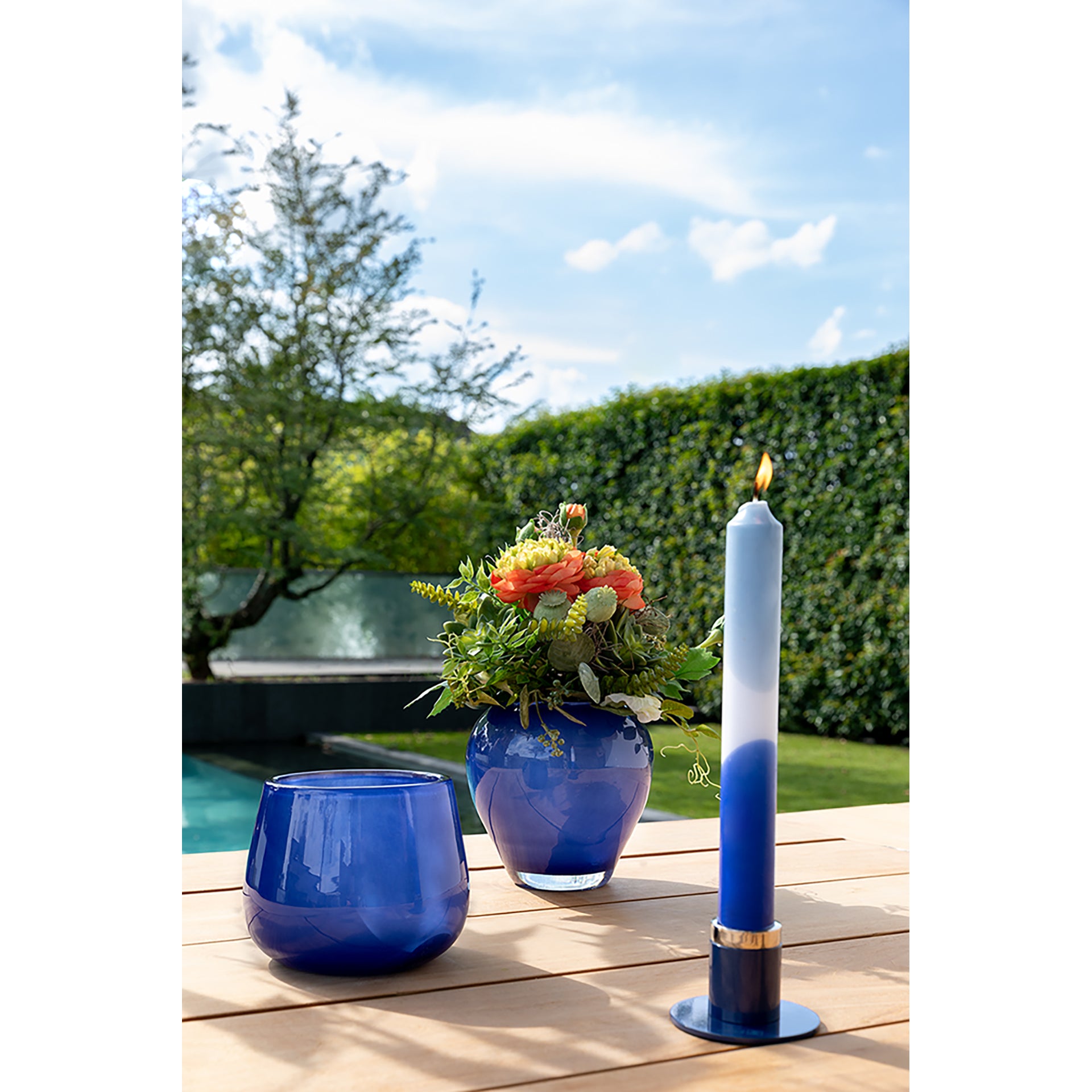 CANDLE 2 farbig getauchte Stabkerze bleu