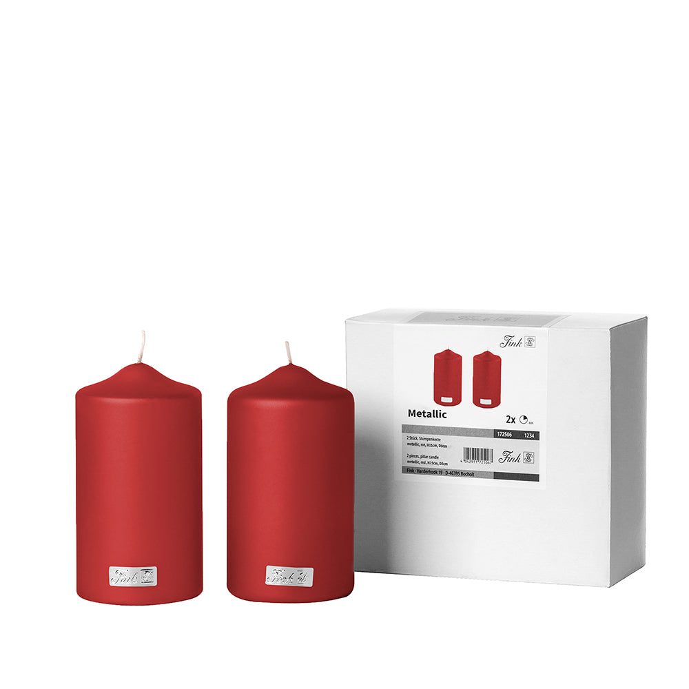 CANDLE metallic Stumpenkerze rot