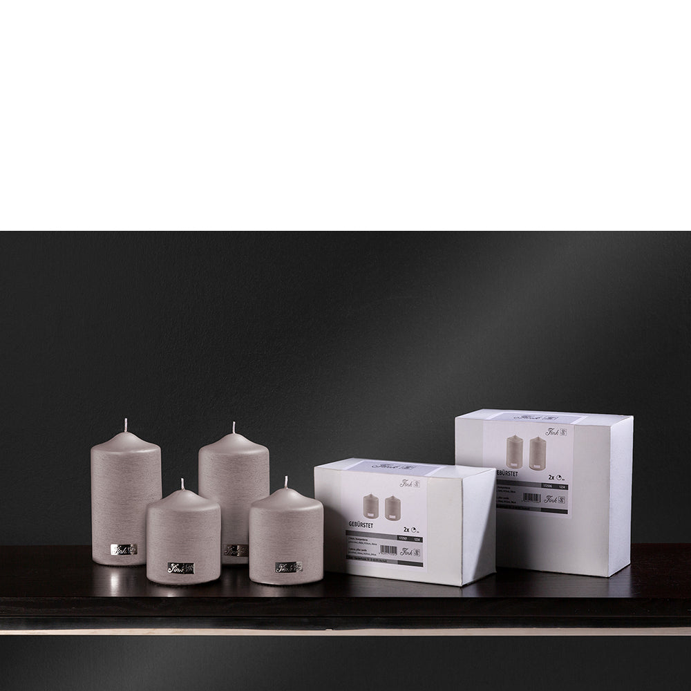 CANDLE metallic Stumpenkerze stein