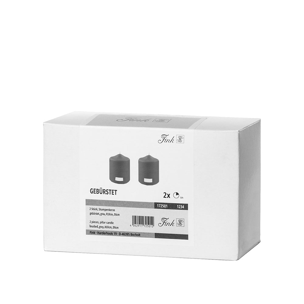 CANDLE metallic Stumpenkerze grau