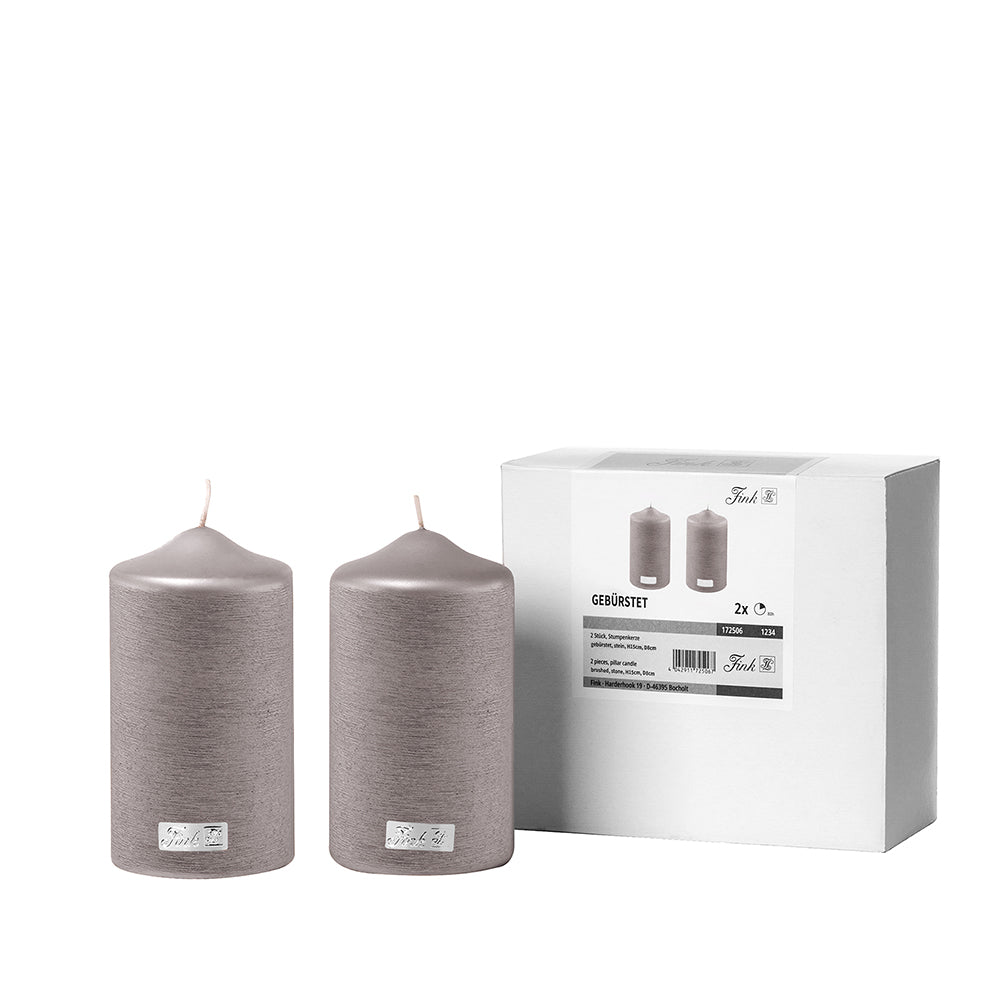 CANDLE metallic Stumpenkerze stein
