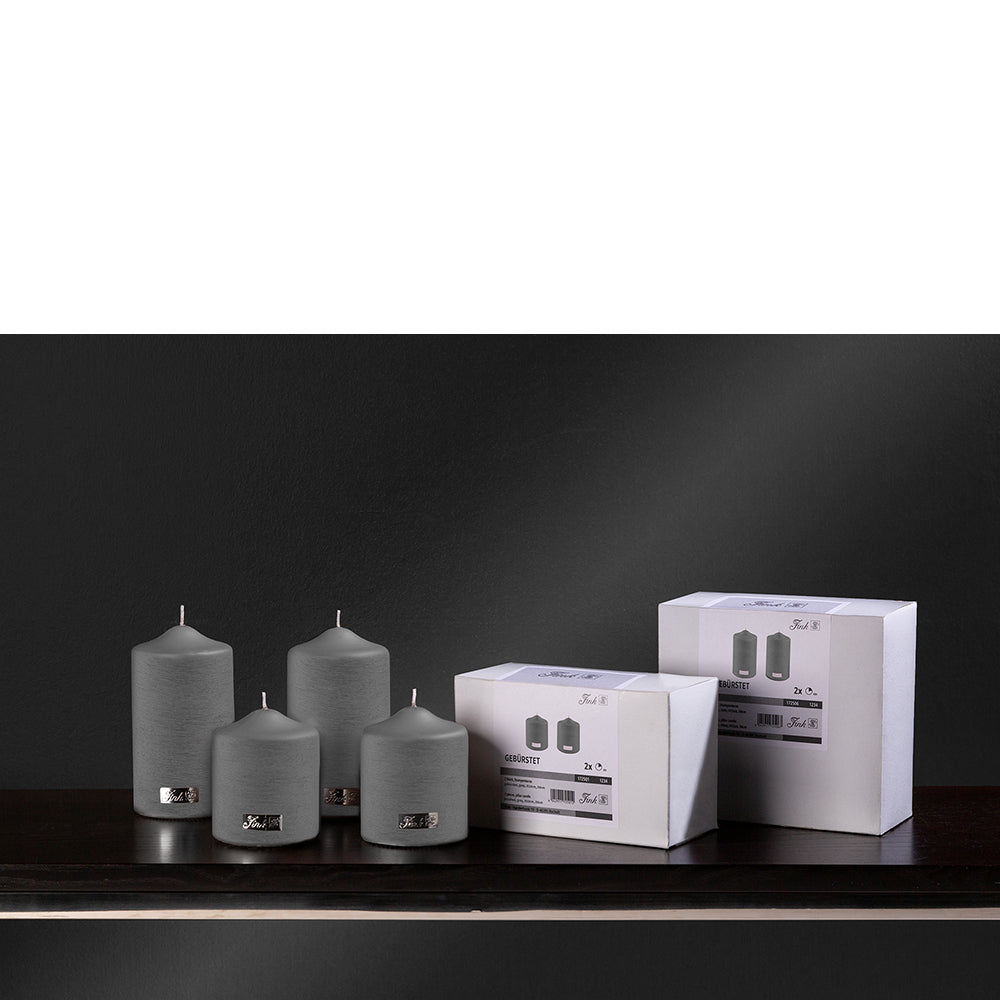 CANDLE metallic Stumpenkerze grau