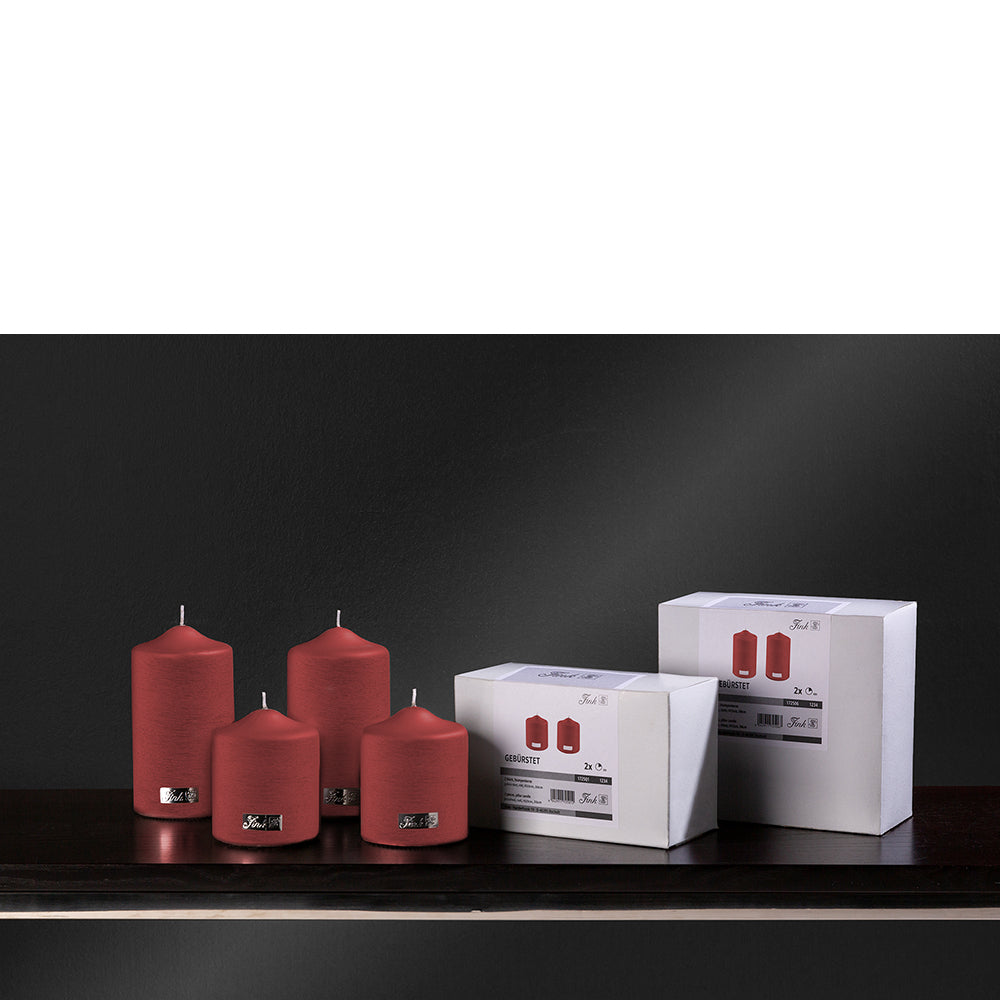 CANDLE metallic Stumpenkerze rot
