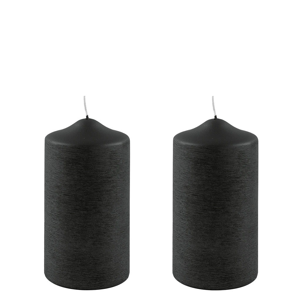 CANDLE metallic Stumpenkerze schwarz